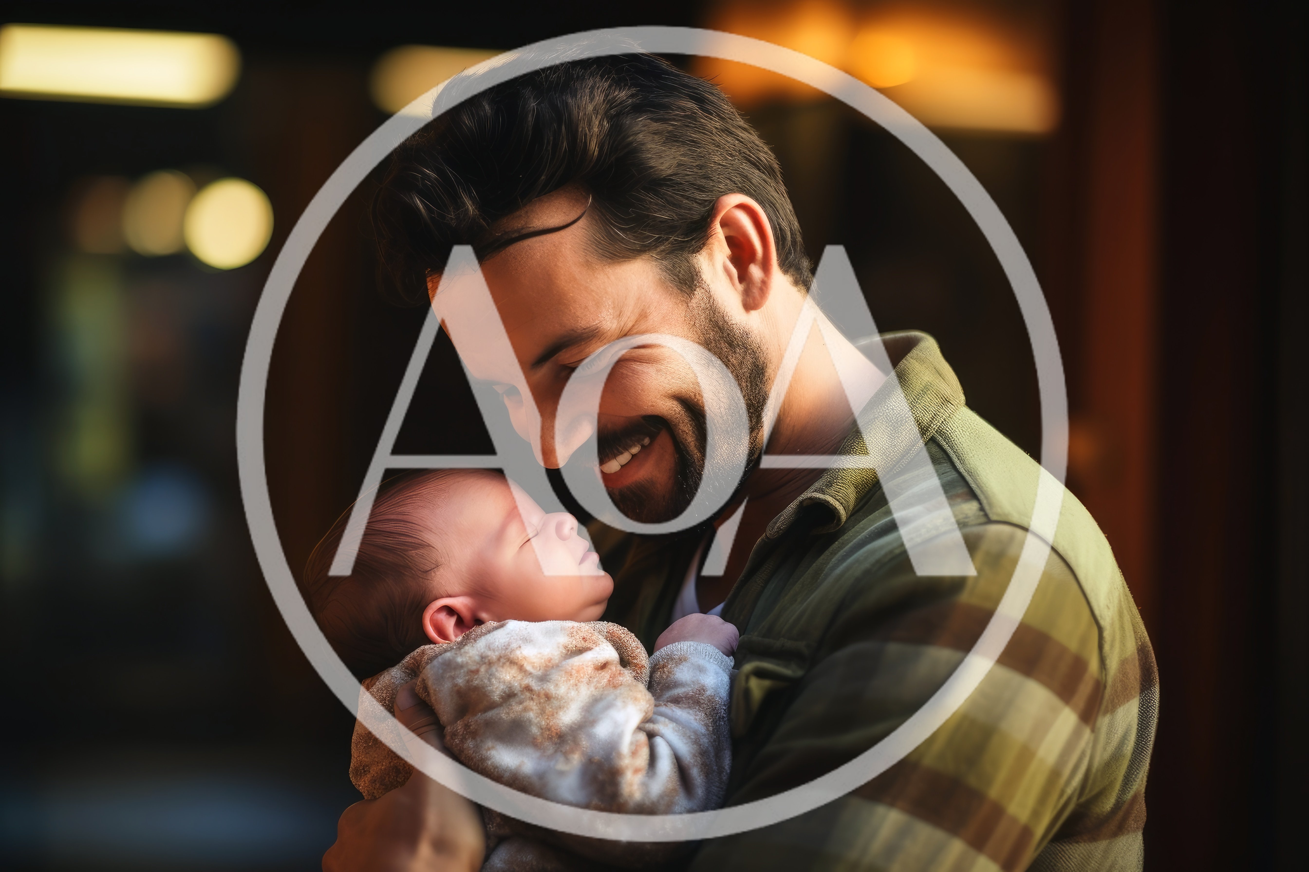 Father Holding His Newborn Baby With Love