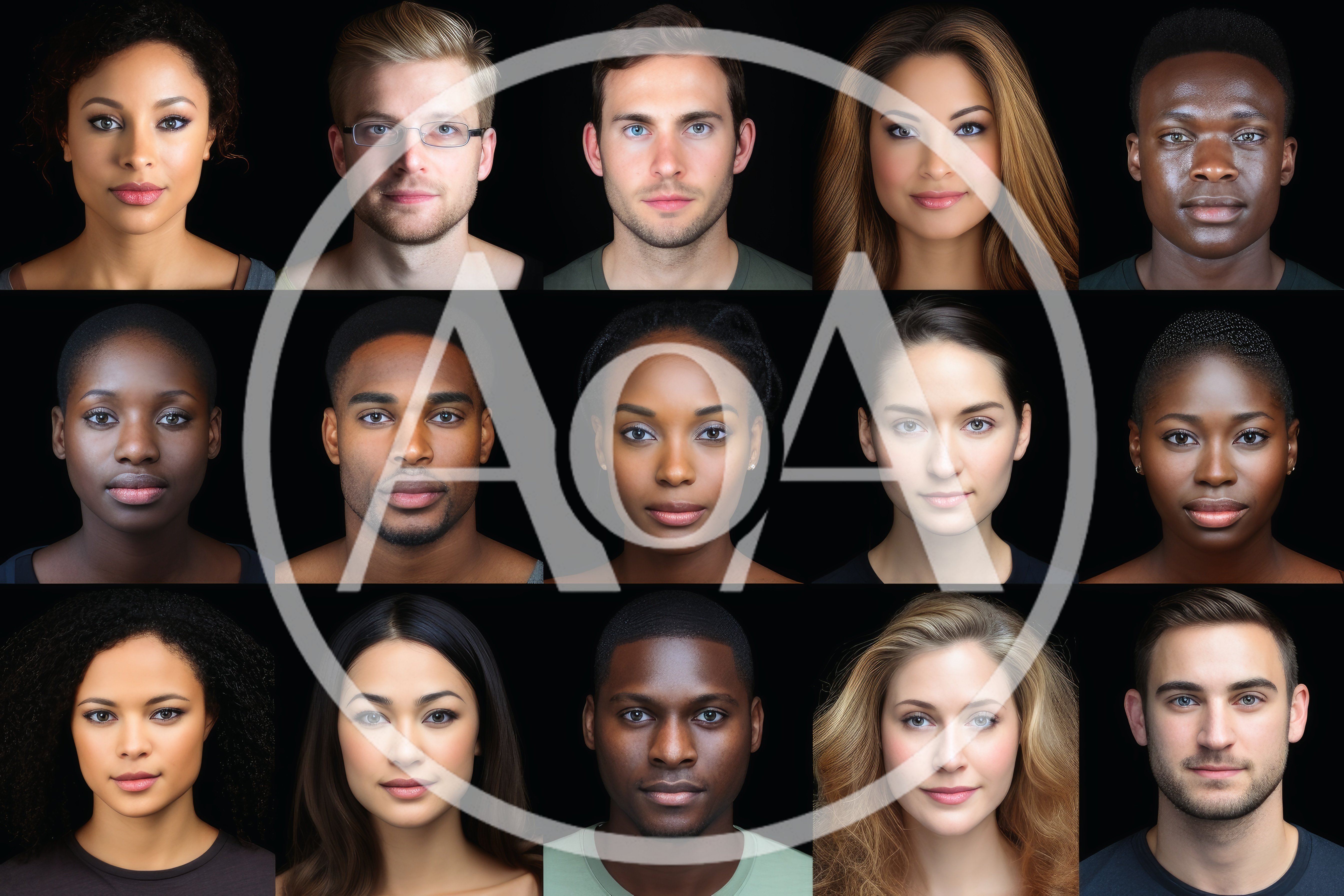 Diverse Group Of People Portraits On Black Background
