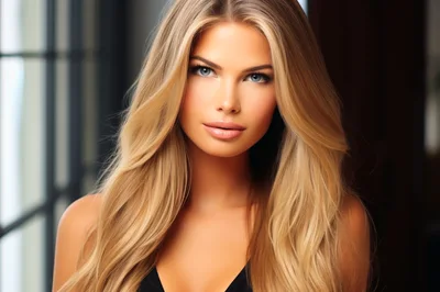 Portrait Of A Beautiful Blonde Woman With Long Hair