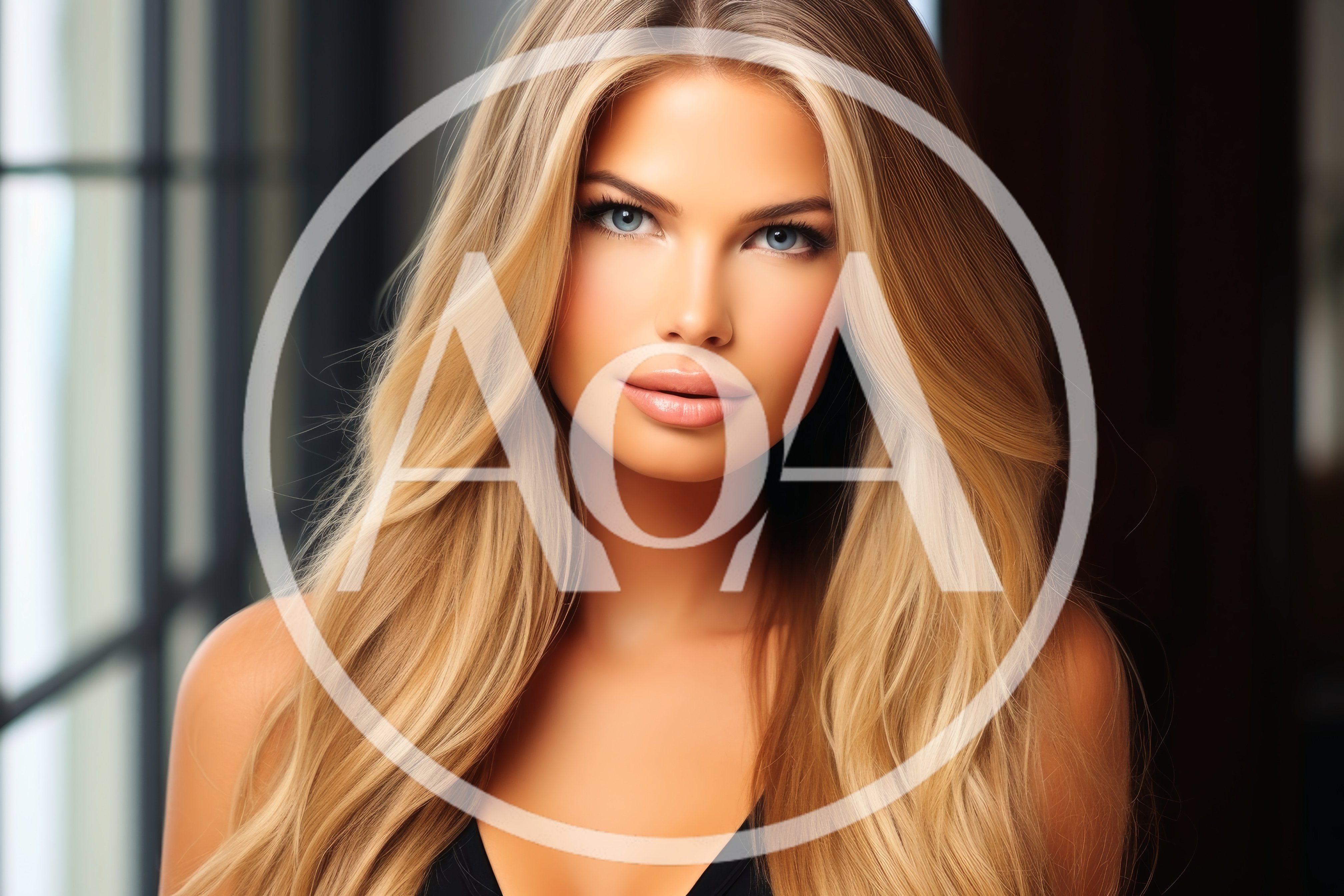 Portrait Of A Beautiful Blonde Woman With Long Hair