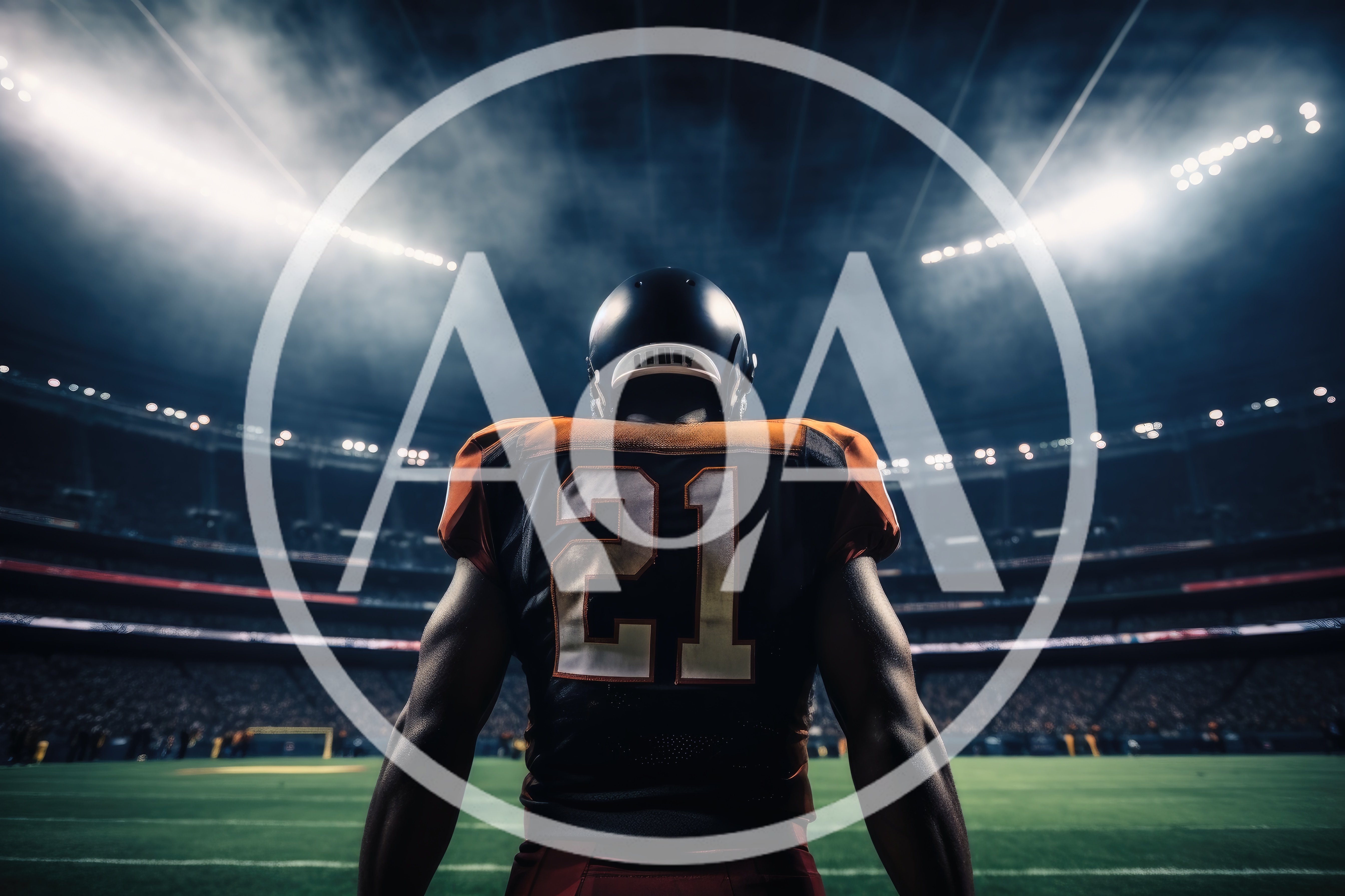 American Football Player Standing On Stadium Field