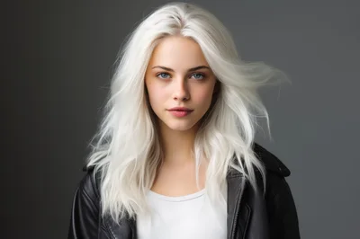Portrait Of A Young Woman With Platinum Blonde Hair