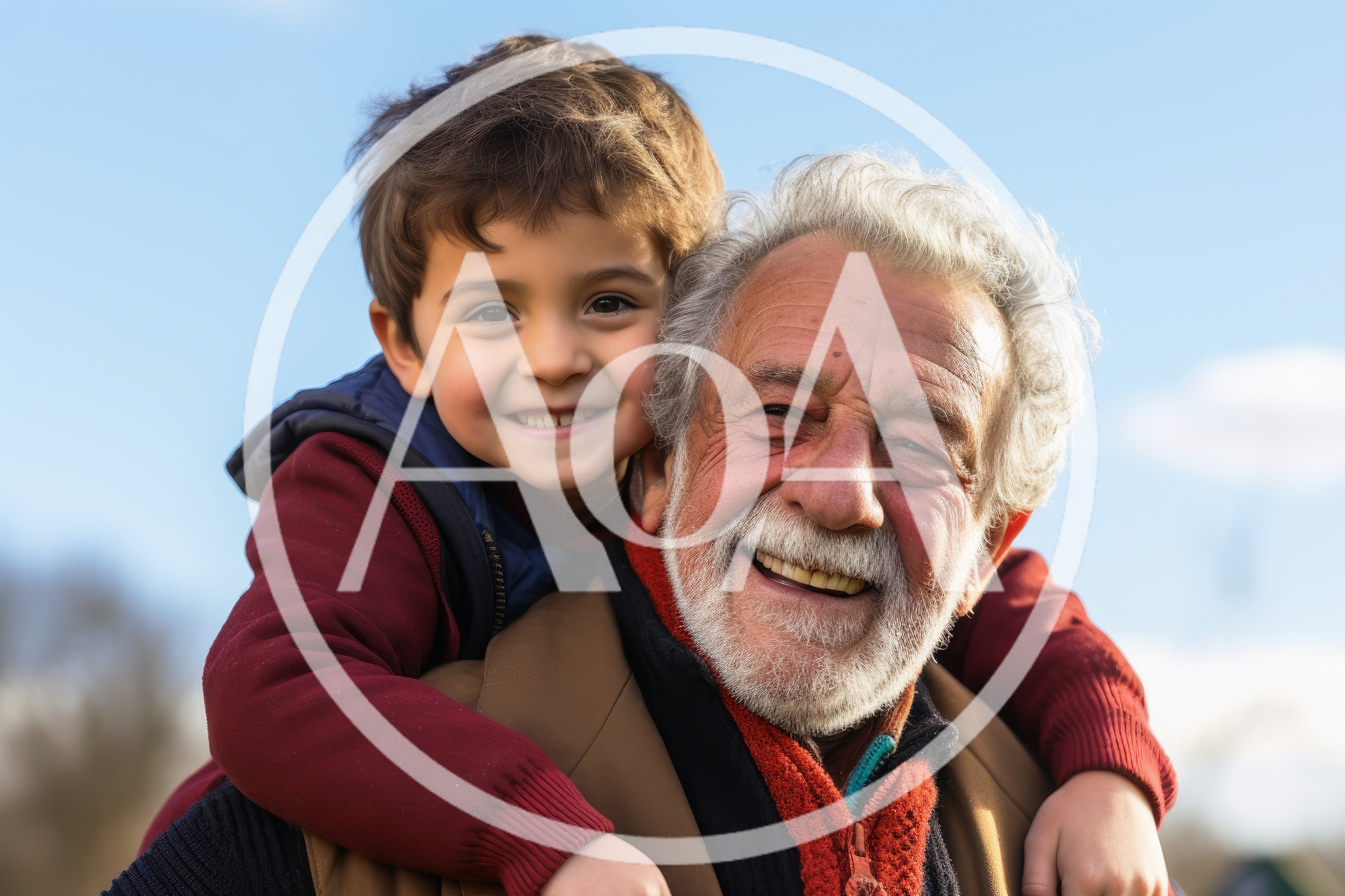 Grandfather Giving His Grandson A Piggyback Ride