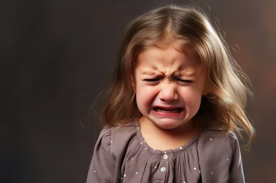 Crying Young Girl With Emotional Facial Expression