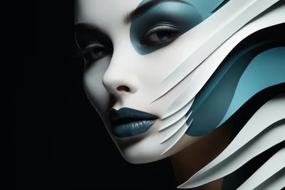 Futuristic Portrait Of A Woman With Abstract Makeup