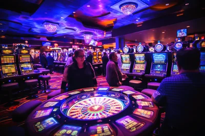 People Playing Electronic Roulette In A Modern Casino