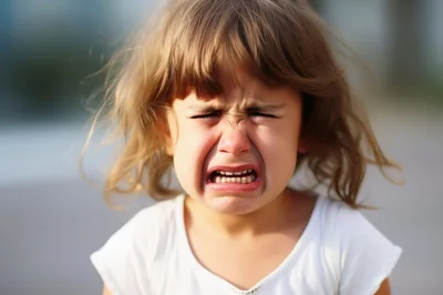 Crying Young Girl With Distressed Facial Expression