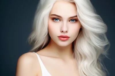 Portrait Of A Beautiful Woman With Platinum Blonde Hair