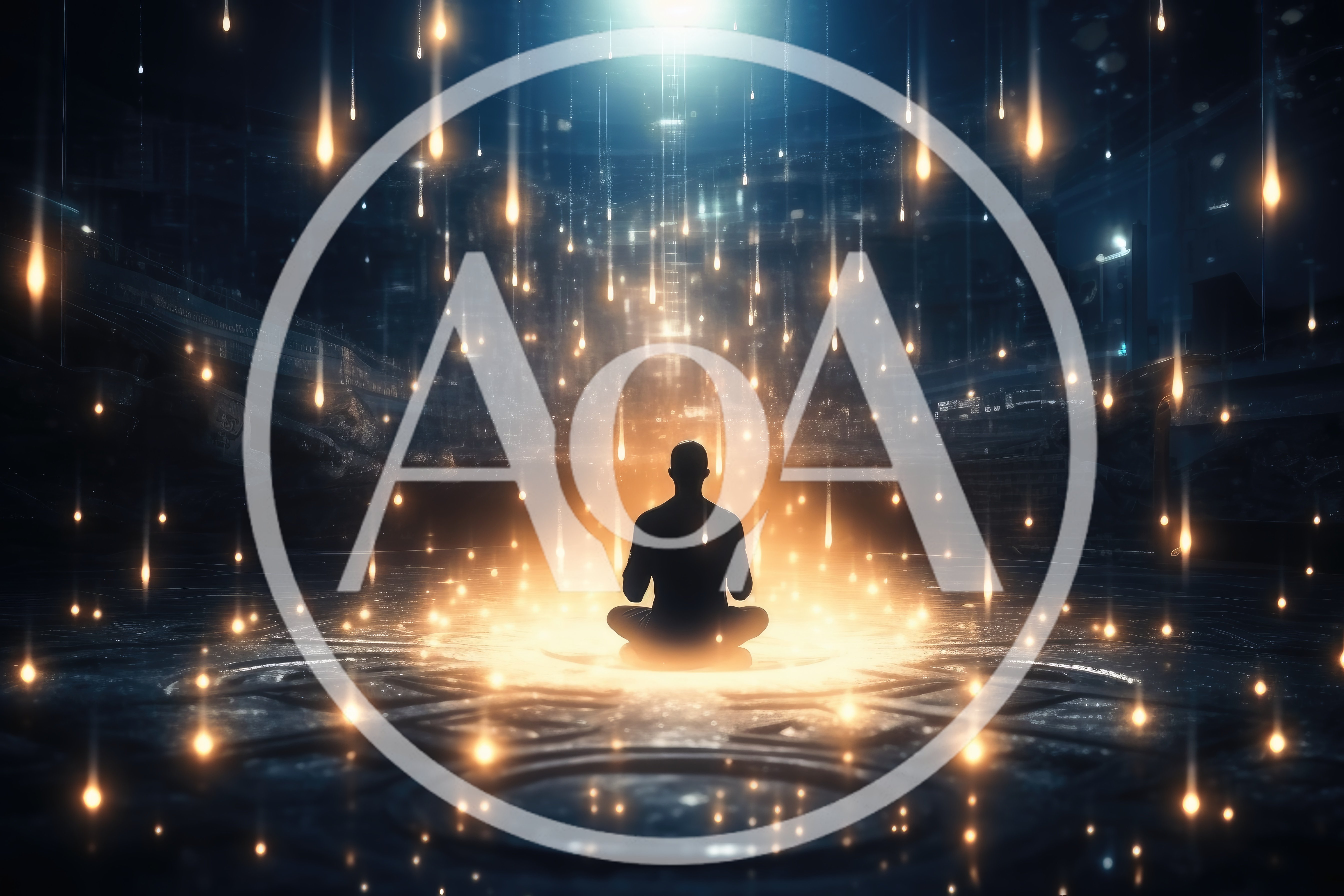 Silhouette Of A Person Meditating In A Glowing Space