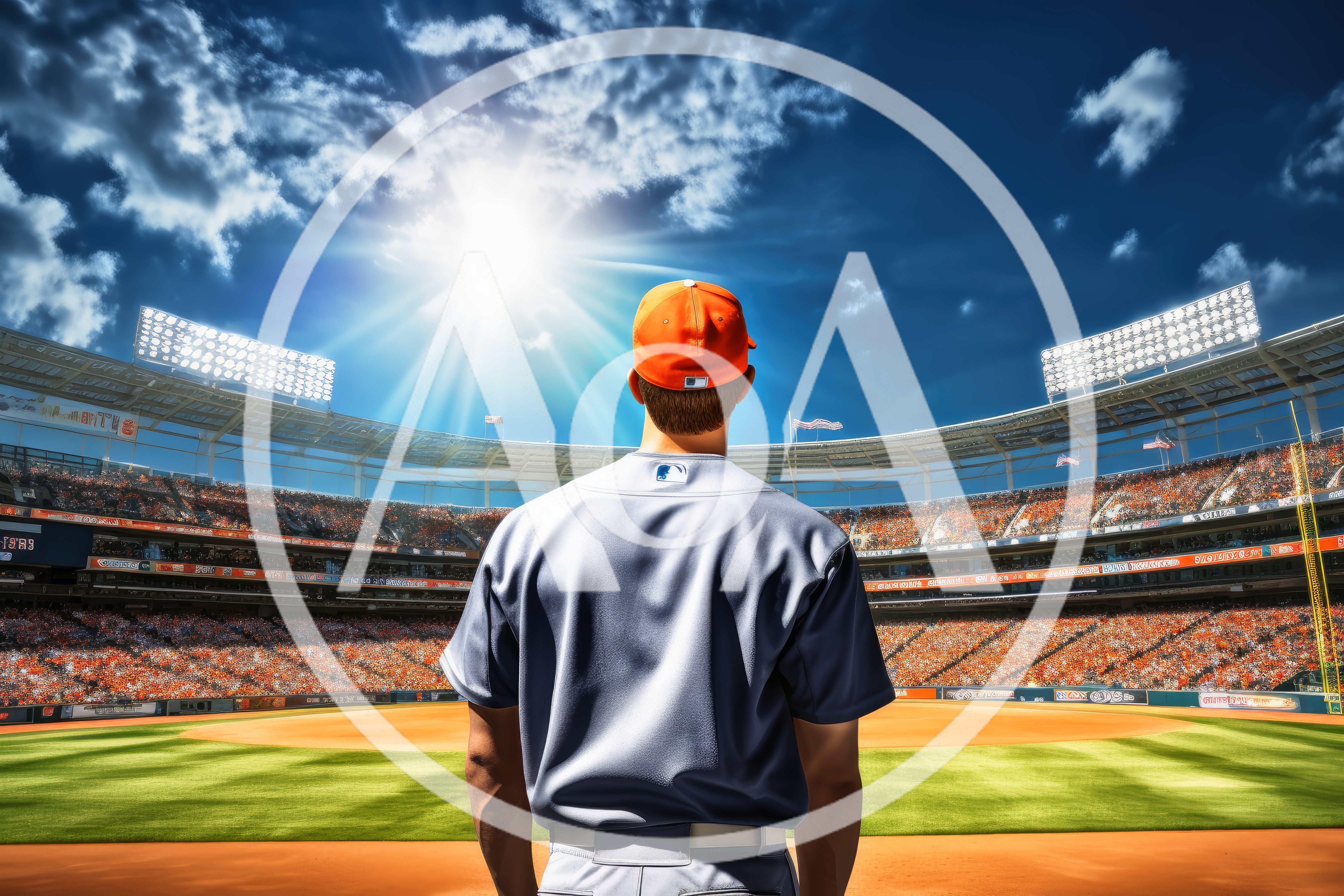 Baseball Player Standing On Field At Stadium