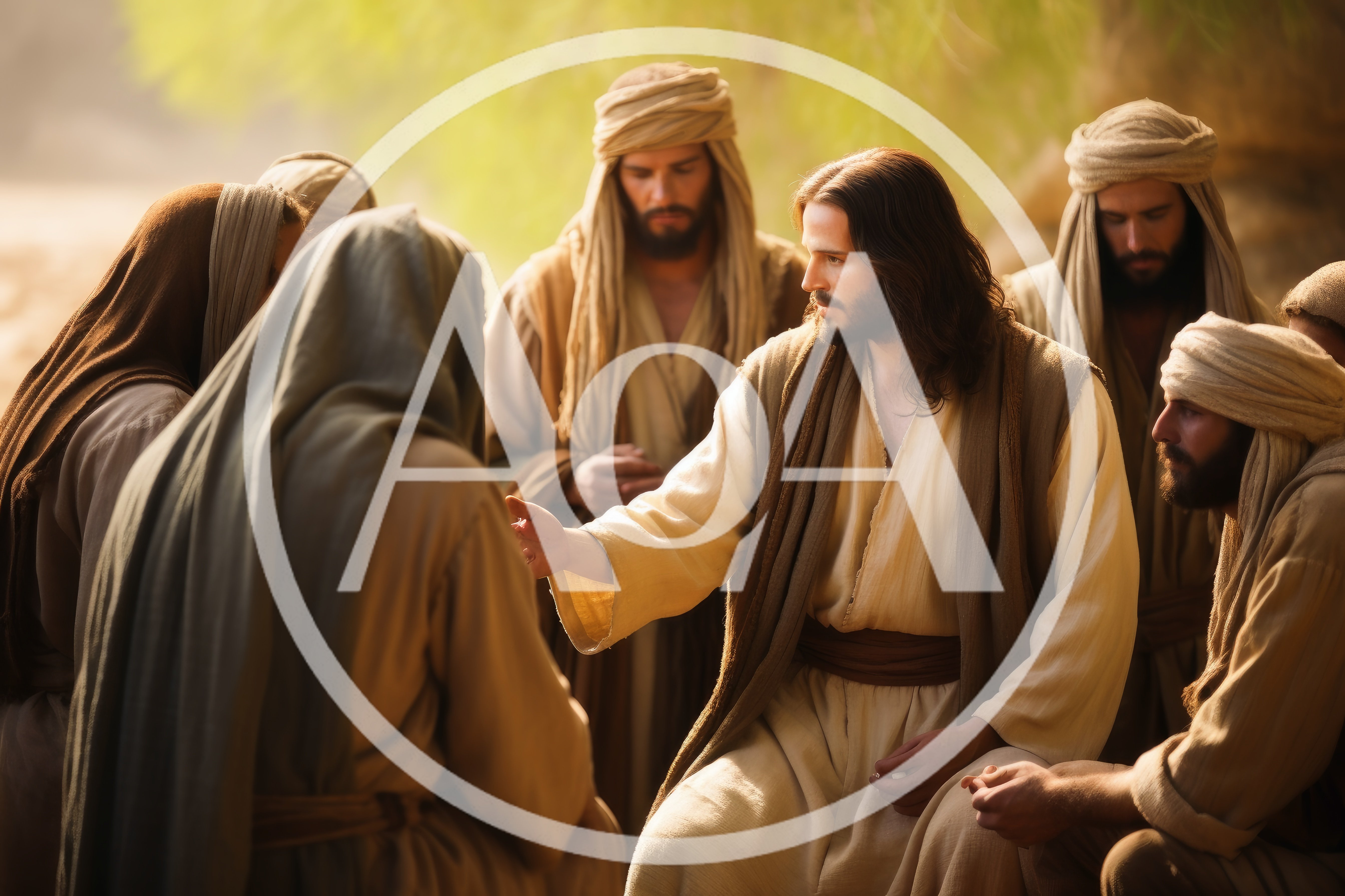 Jesus Christ Teaching Disciples In A Desert Setting