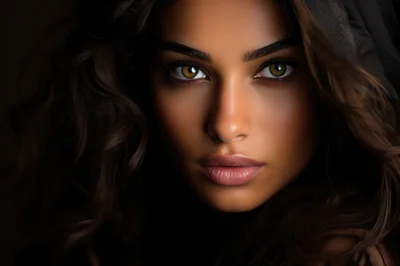 Portrait Of A Beautiful Woman With Hazel Eyes