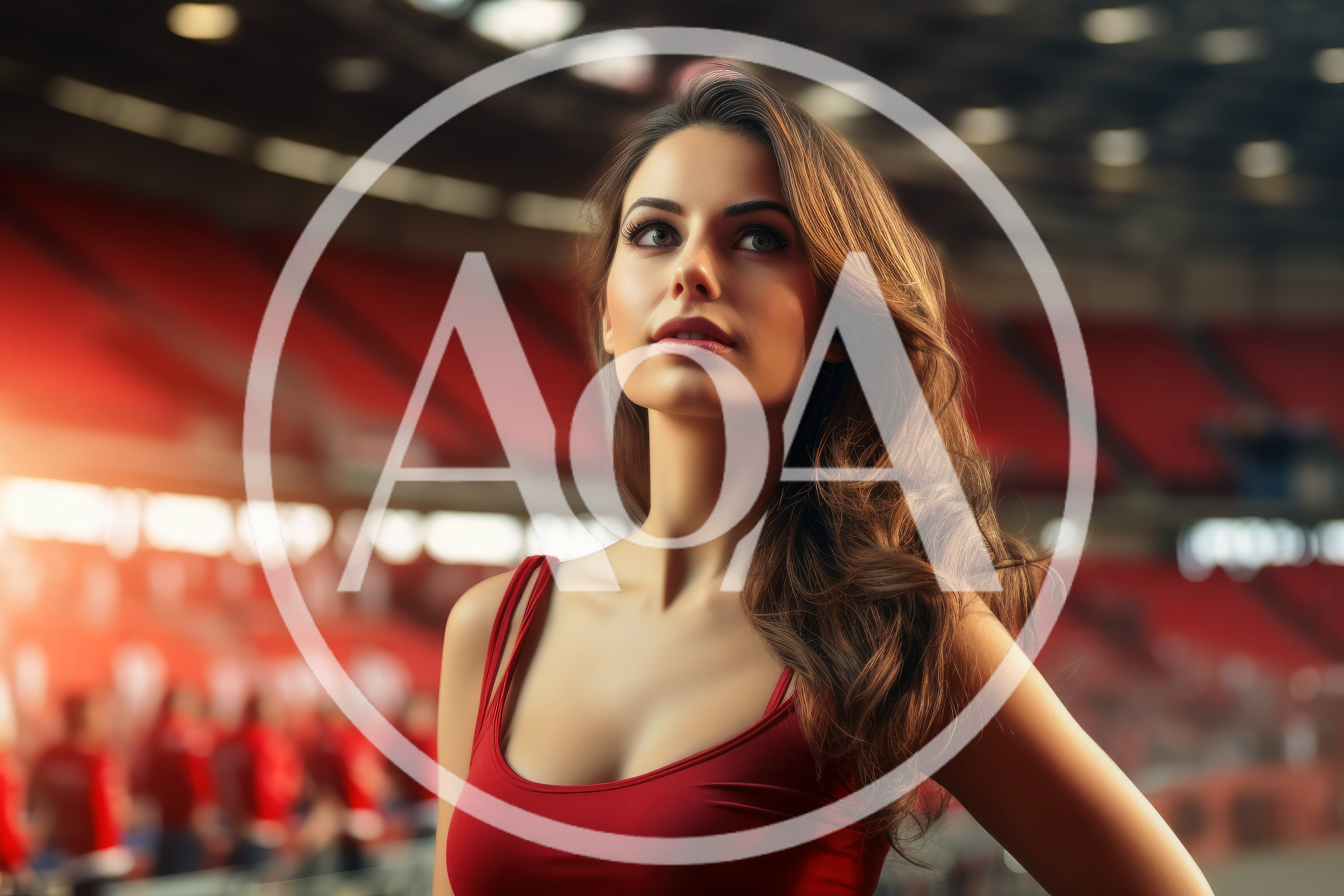 Young Woman Standing In A Large Sports Stadium