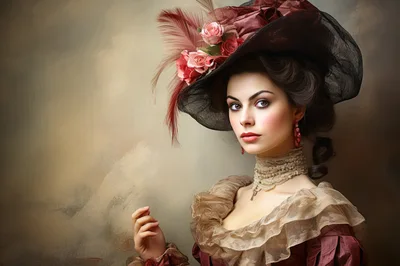 Portrait Of A Victorian Lady In Elegant Period Attire
