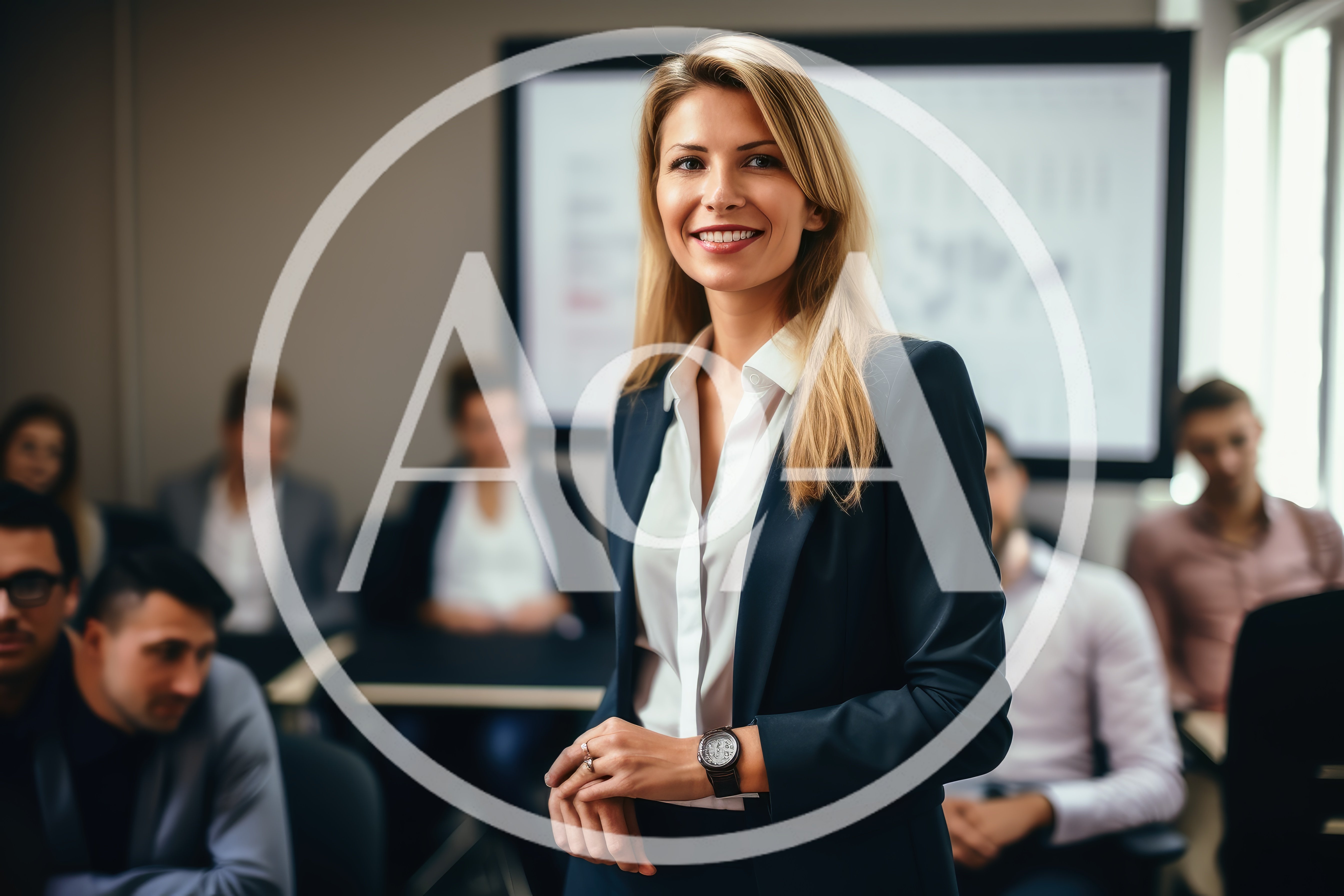 Professional Businesswoman Leading A Corporate Meeting Presentation