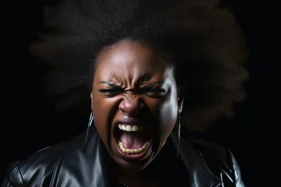 Portrait Of An Angry Woman Screaming