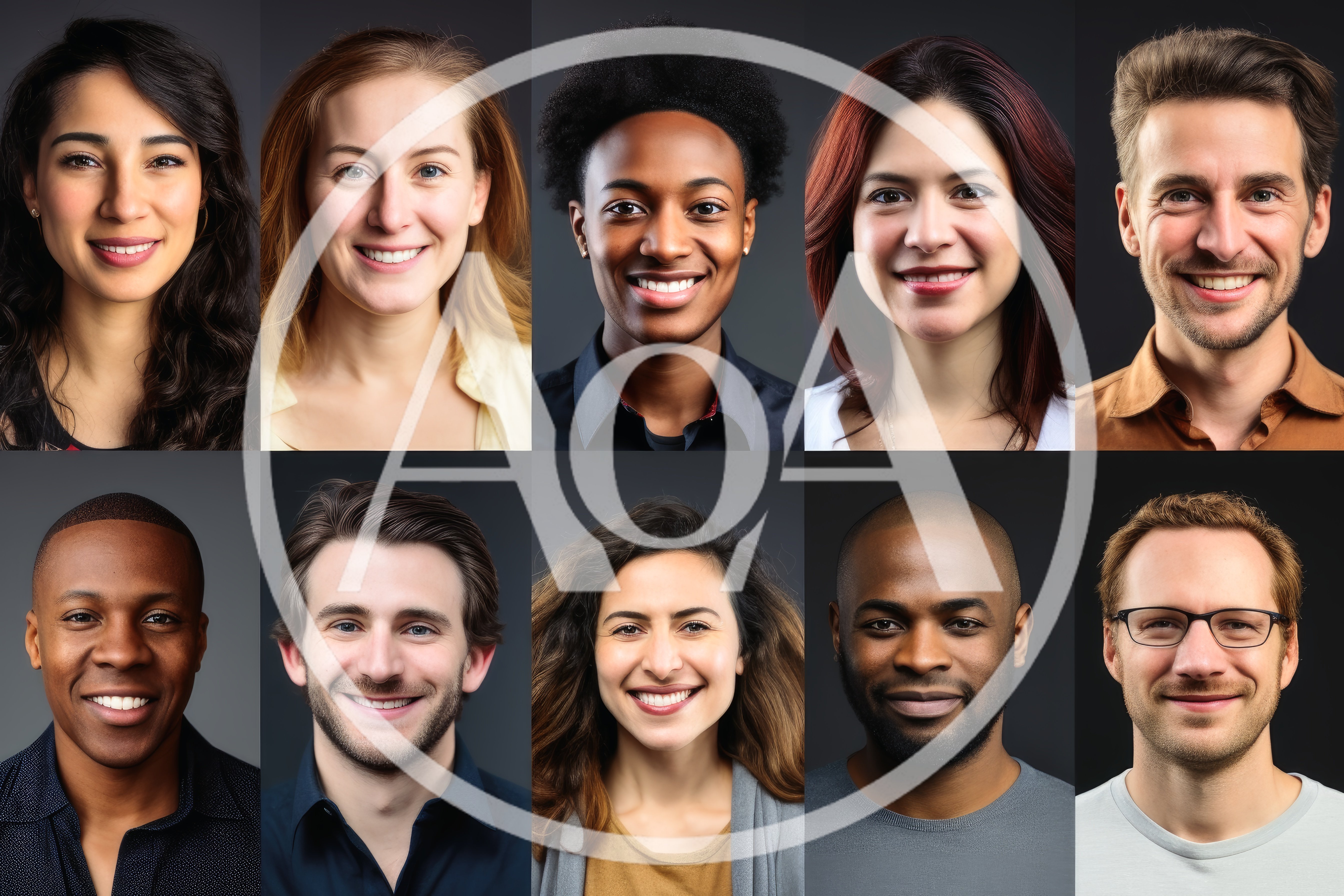 Diverse Group Of Smiling Professional Portraits
