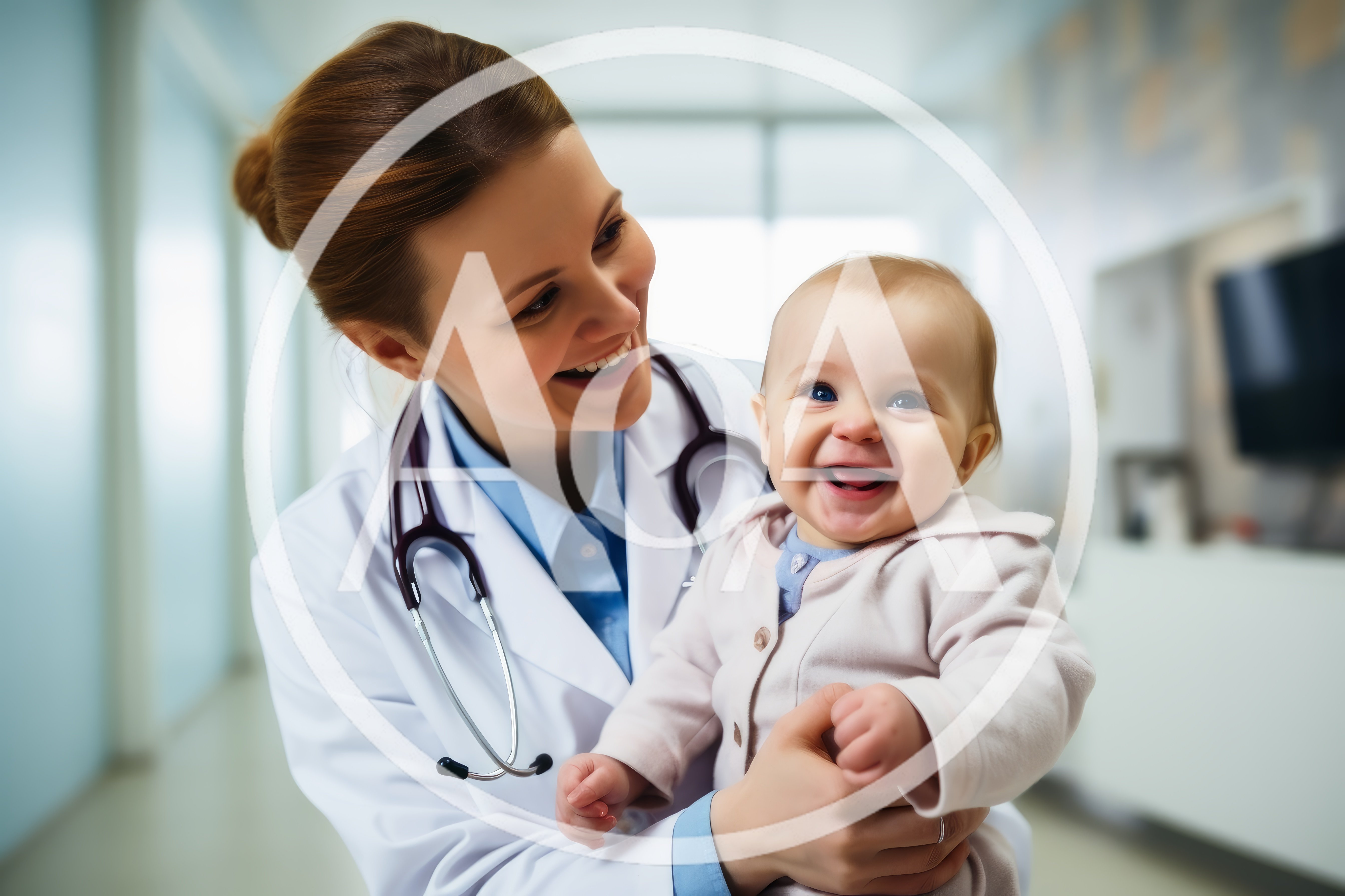 Female Pediatrician Holding A Happy Smiling Baby