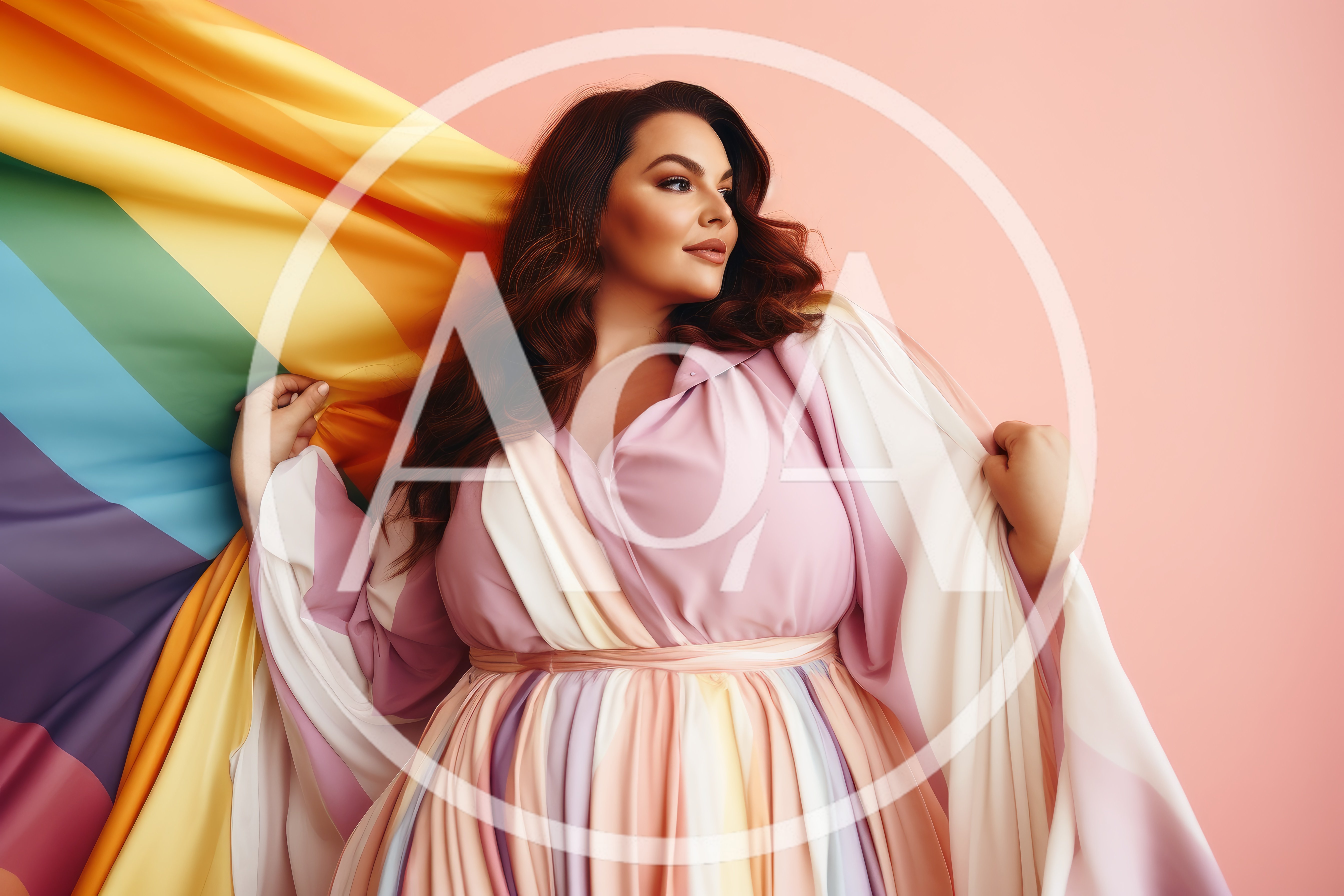 Plus Size Woman Holding Rainbow Pride Flag