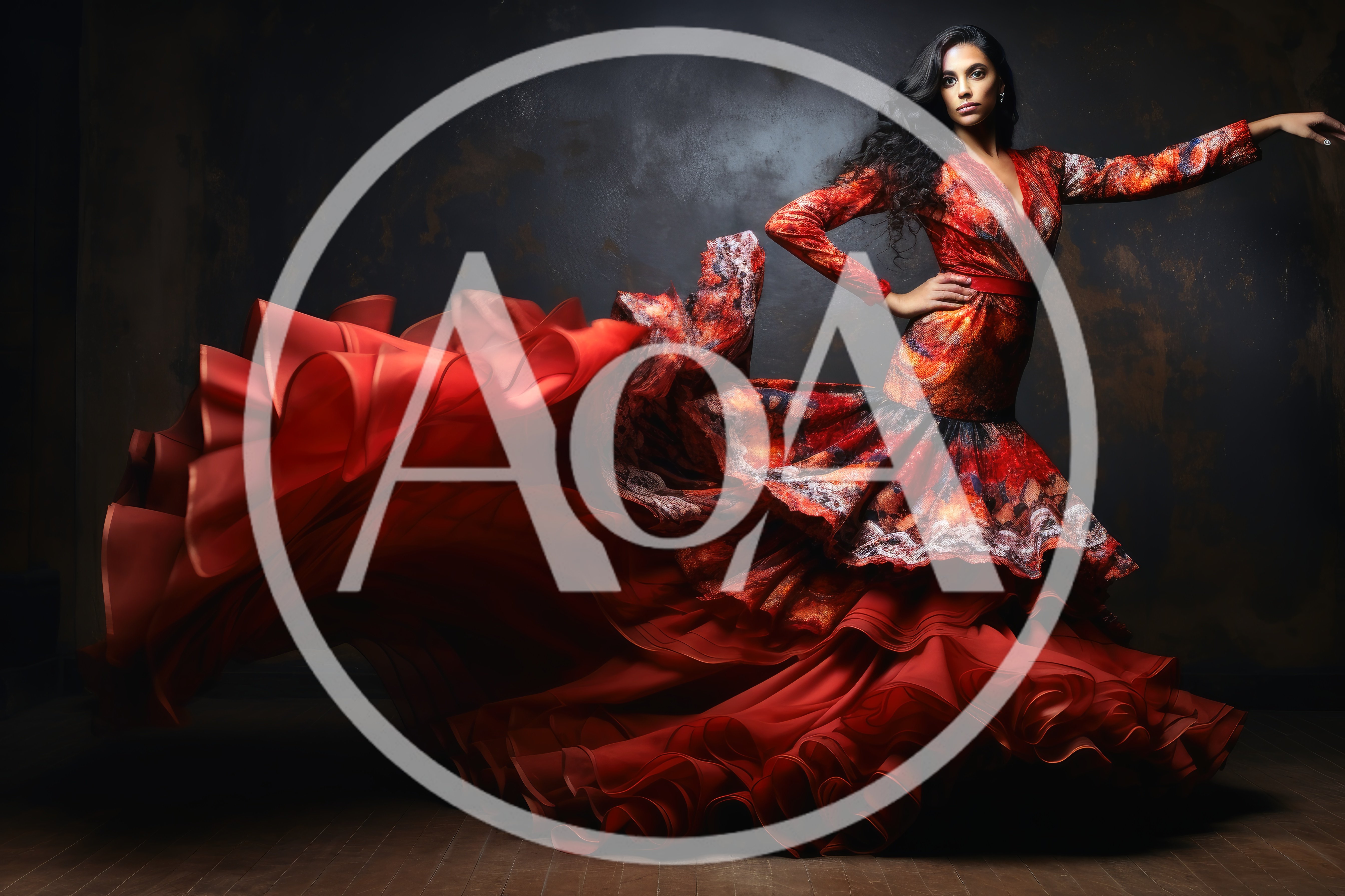 Flamenco Dancer Performing In A Vibrant Red Dress