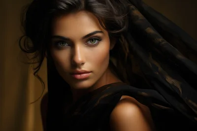 Portrait Of A Beautiful Woman With Dark Hair