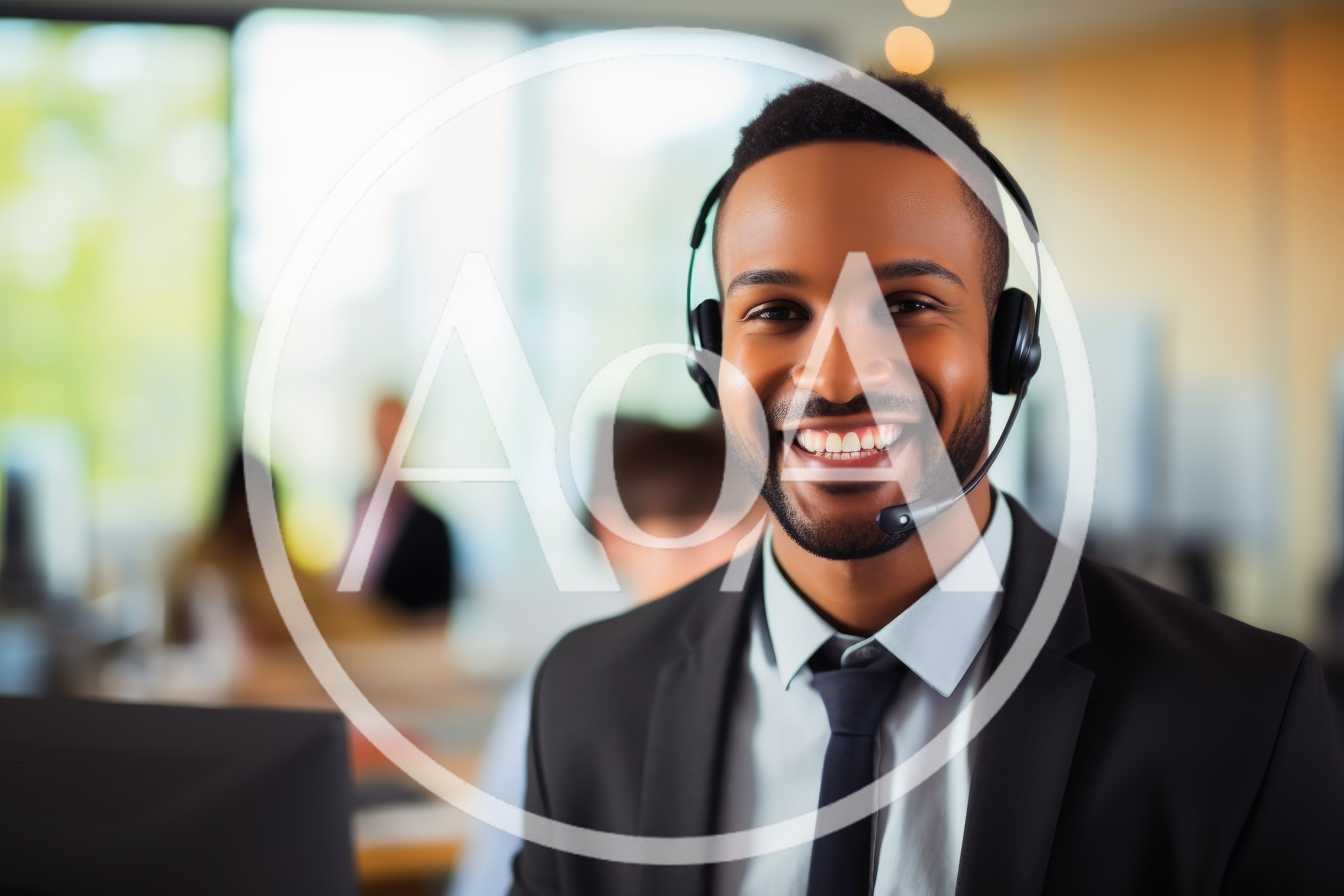 Professional African American Customer Service Representative Wearing Headset