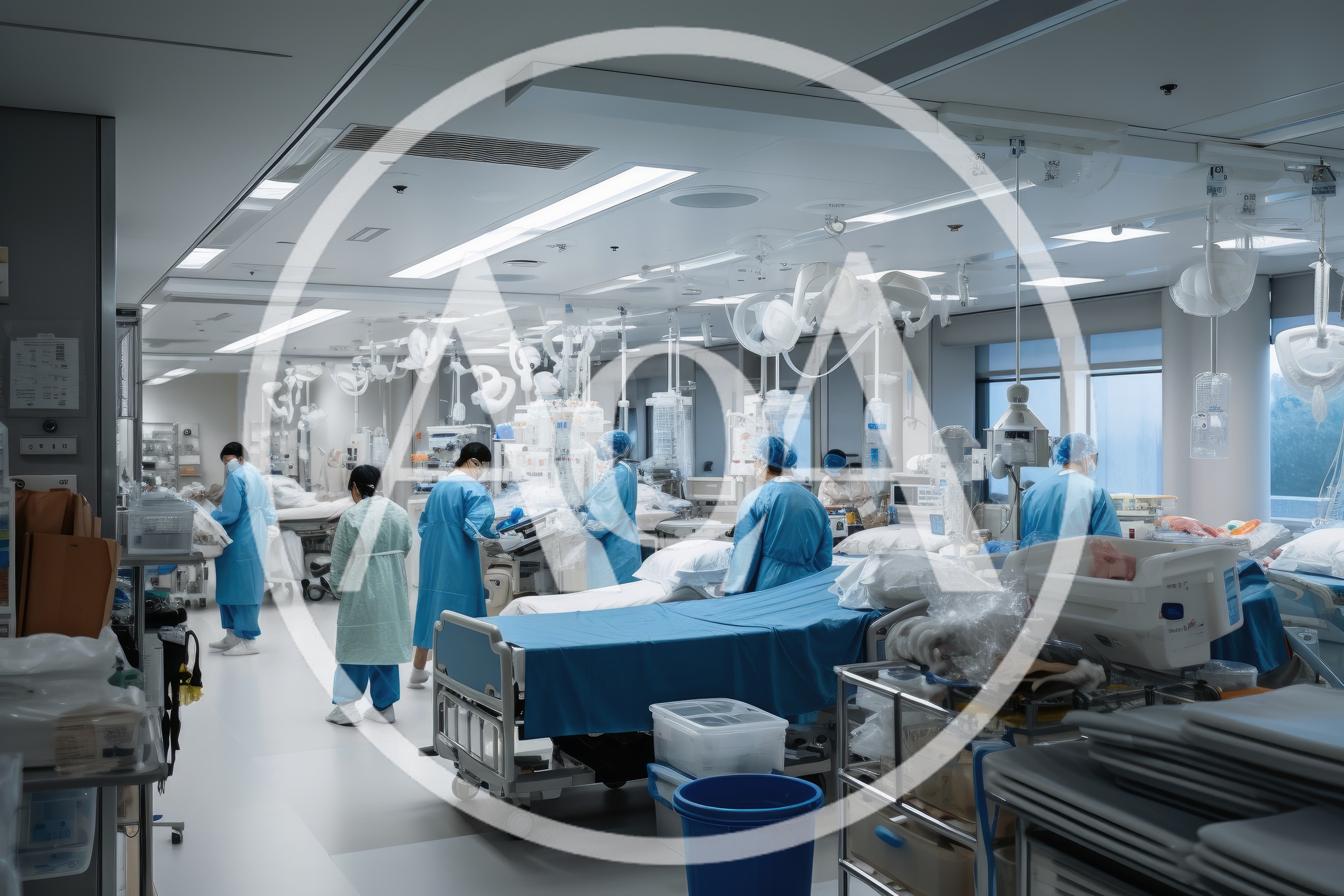 Medical Staff Working In A Modern Hospital Intensive Care Unit