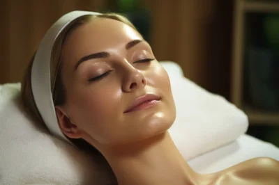 Woman Receiving A Relaxing Facial Treatment In A Spa