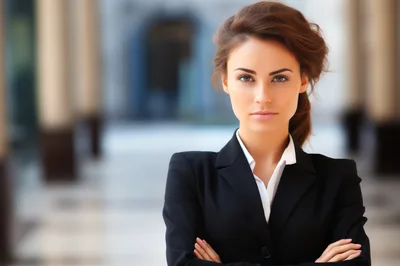 Professional Businesswoman Standing With Arms Crossed