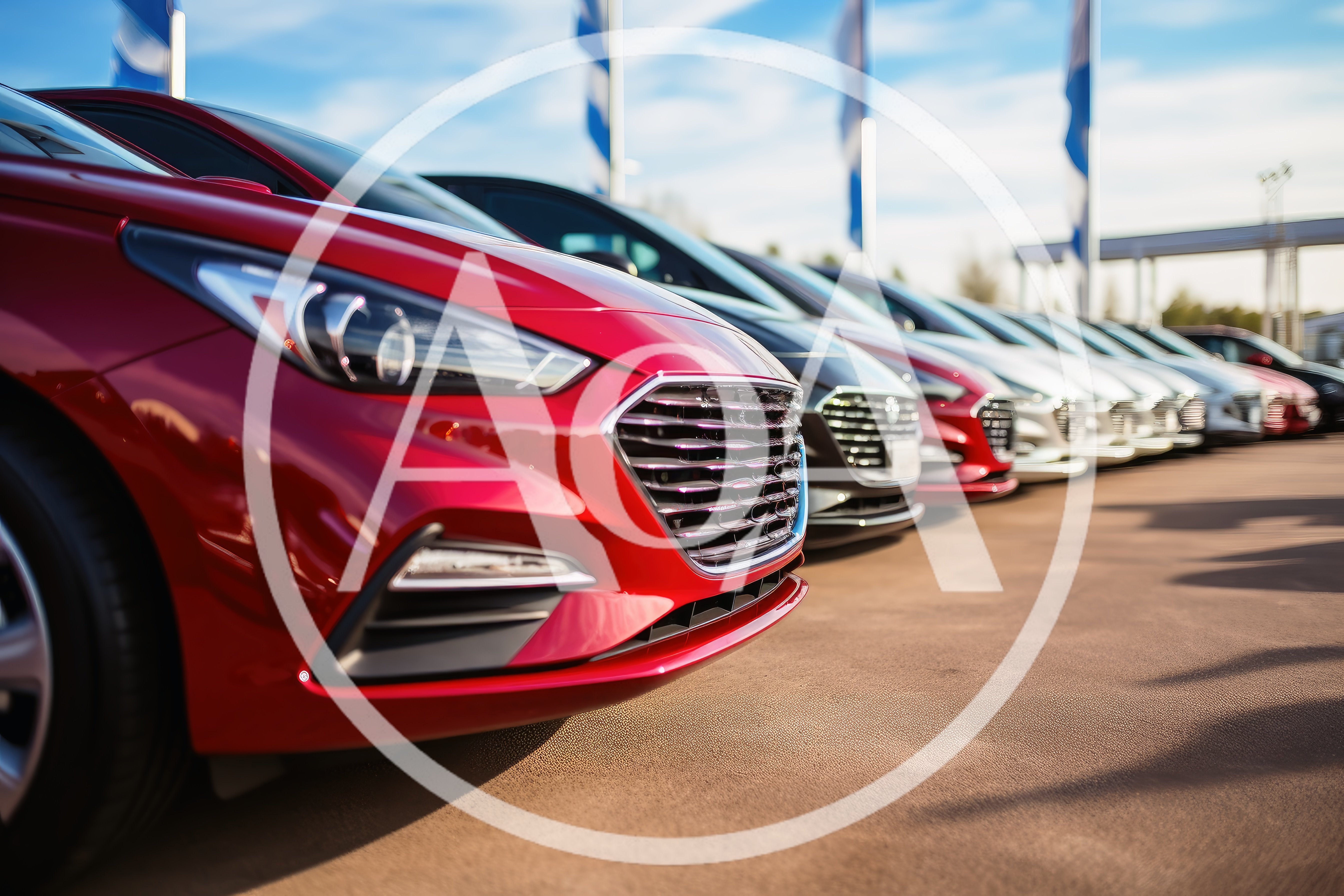 Row Of New Cars At A Dealership Lot
