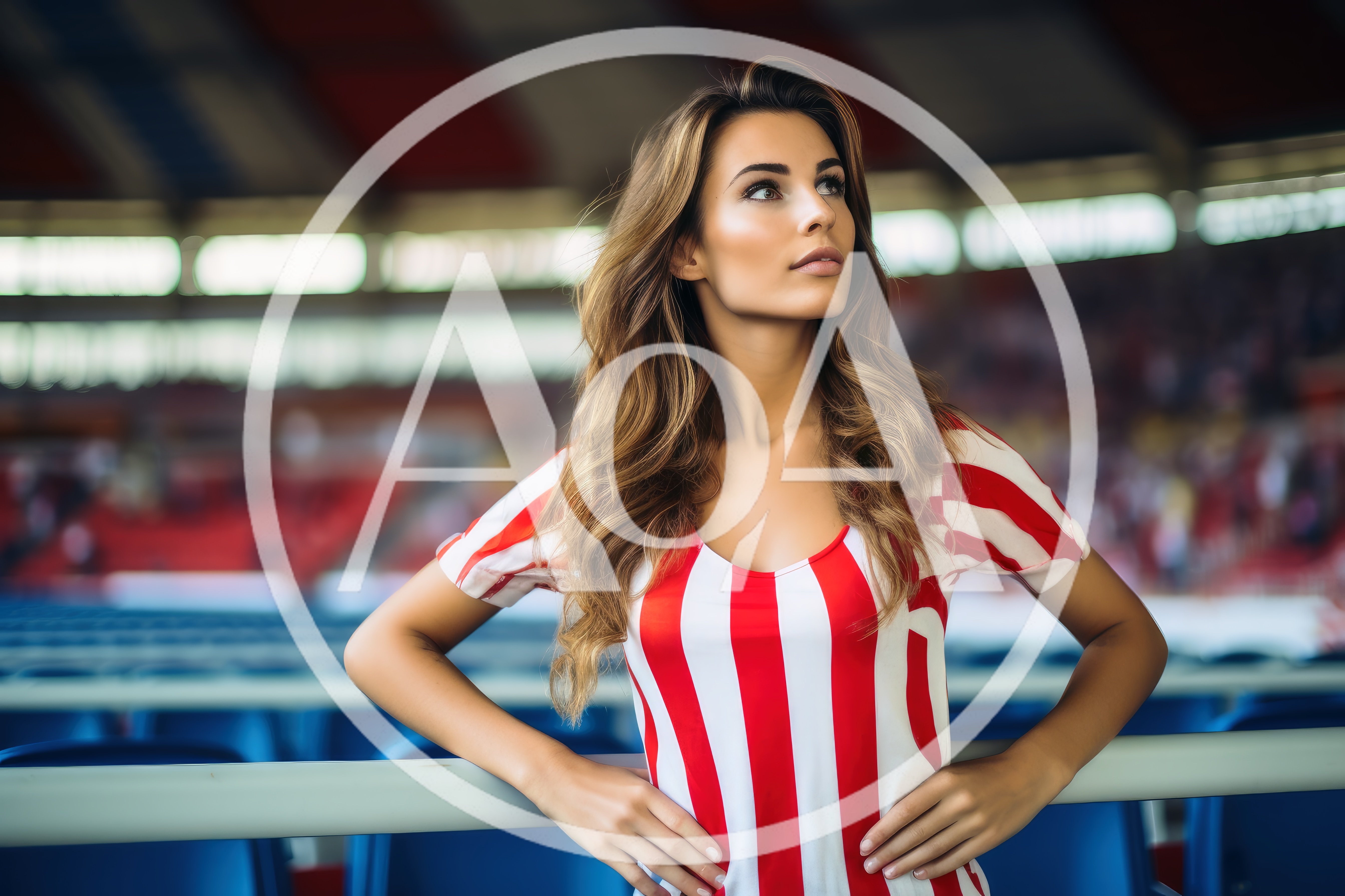 Young Woman Wearing Red And White Striped Sports Jersey