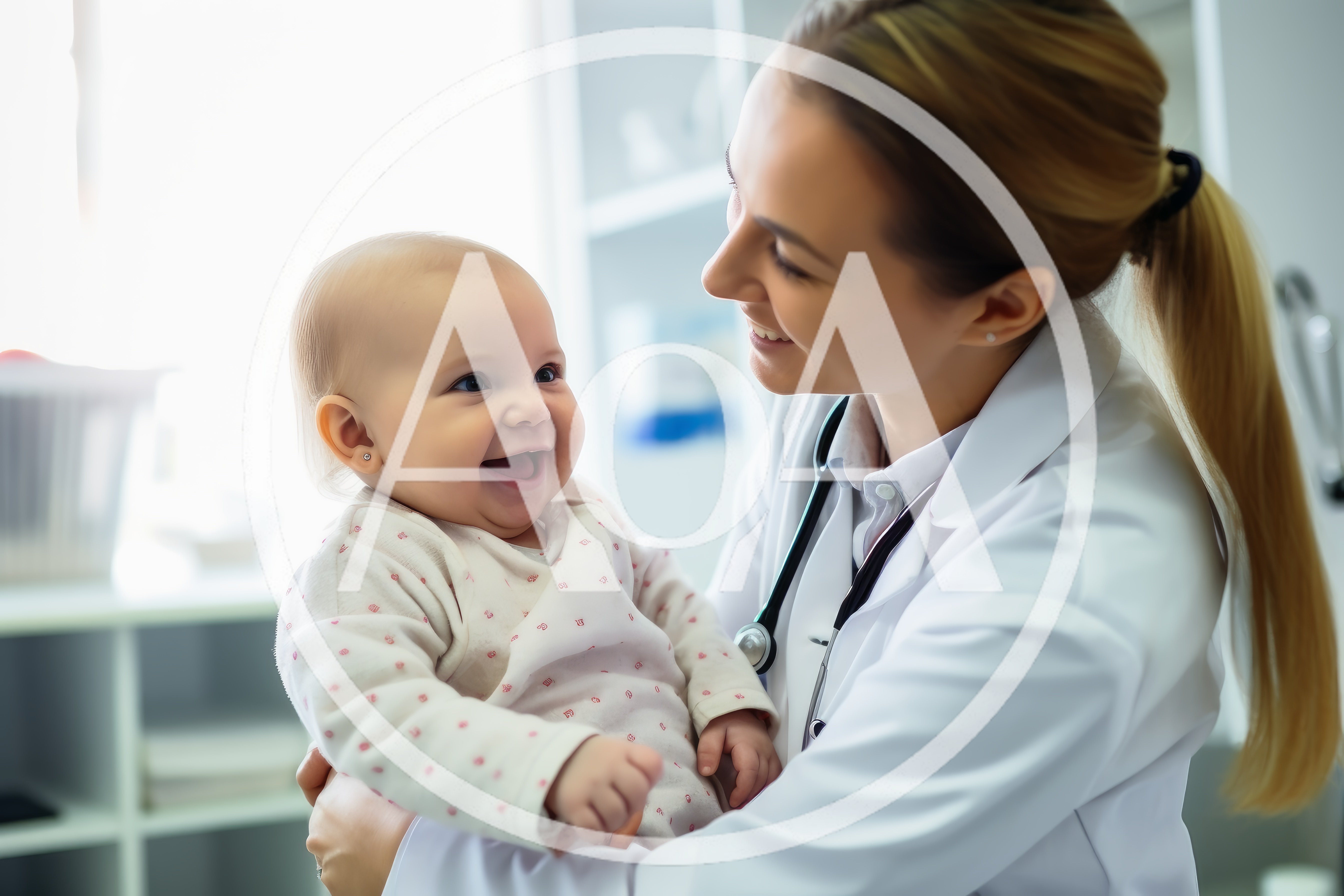 Female Pediatrician Holding A Smiling Baby In Clinic