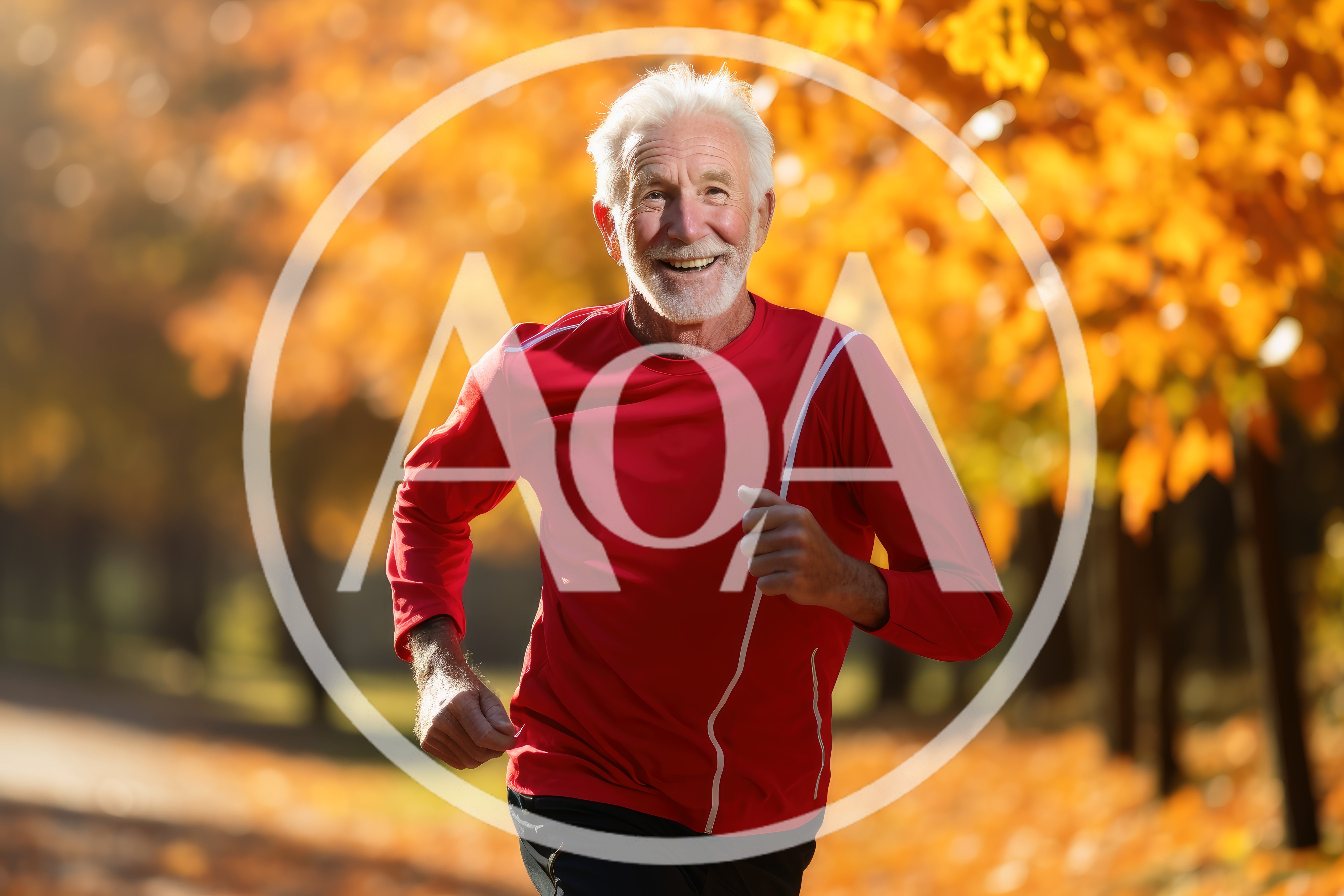 Senior Man Jogging in Autumn Park