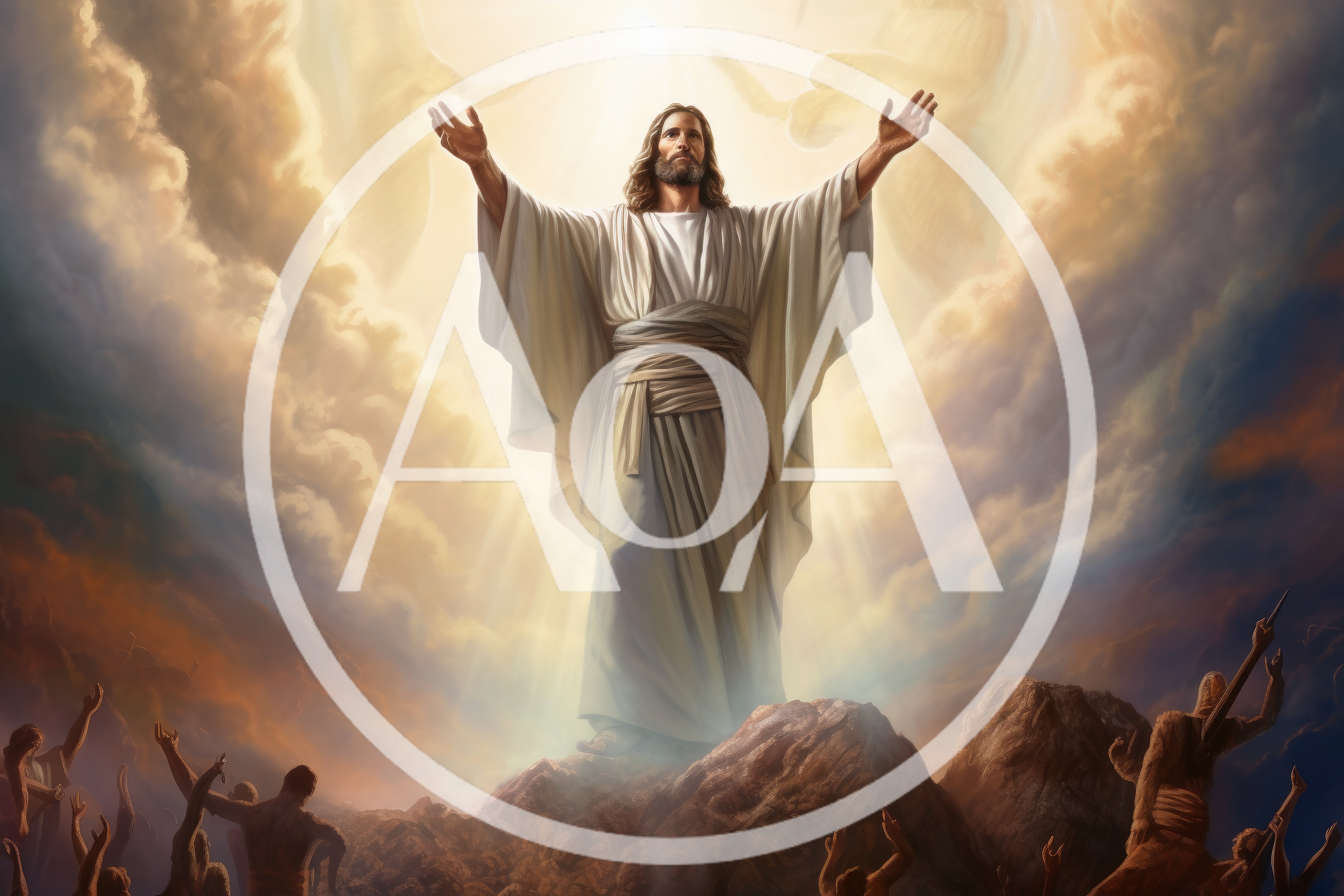 Jesus Christ Standing With Arms Raised In Radiant Light
