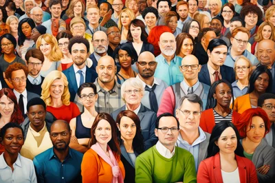Diverse Group Of Professionals In A Crowd