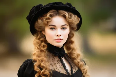 Portrait Of A Young Woman In Victorian Era Attire