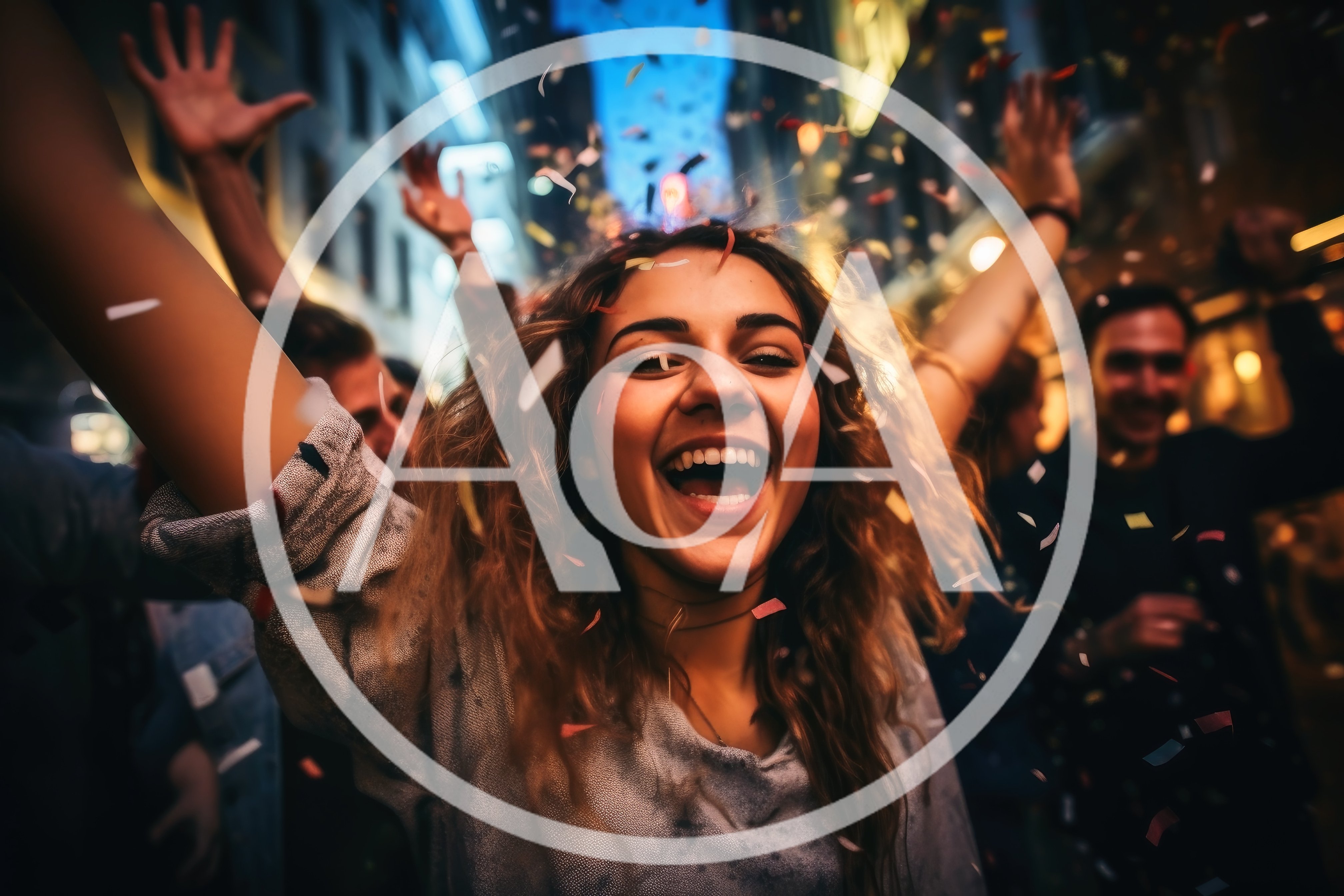 Young Woman Celebrating With Confetti At Night Party