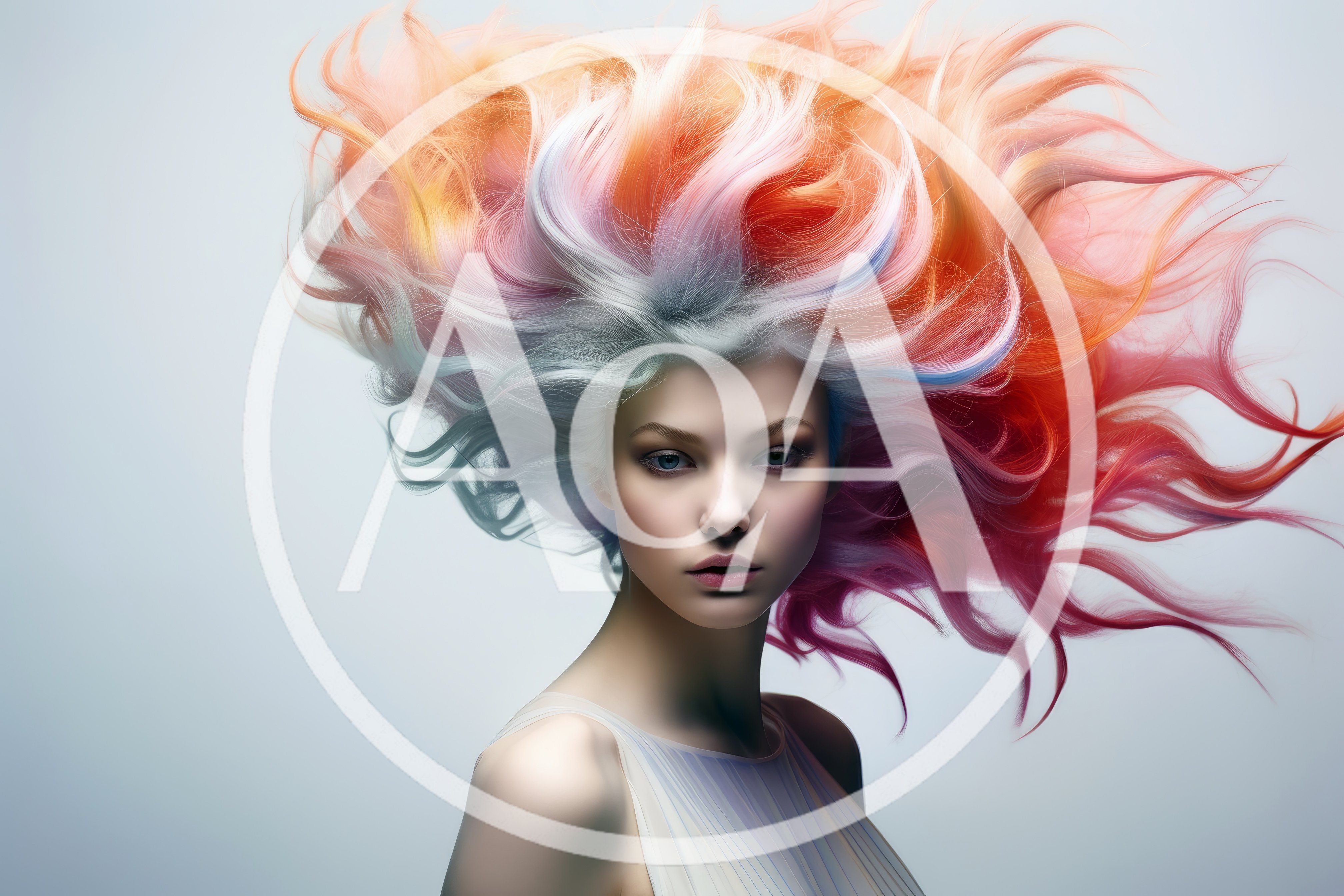 Portrait Of A Woman With Vibrant Multi Colored Hair