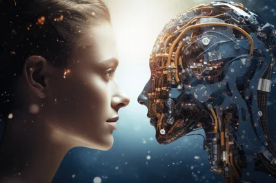 Human Face Confronting A Complex Robotic Android Head