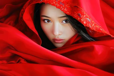 Portrait of a Young Woman in Red Silk
