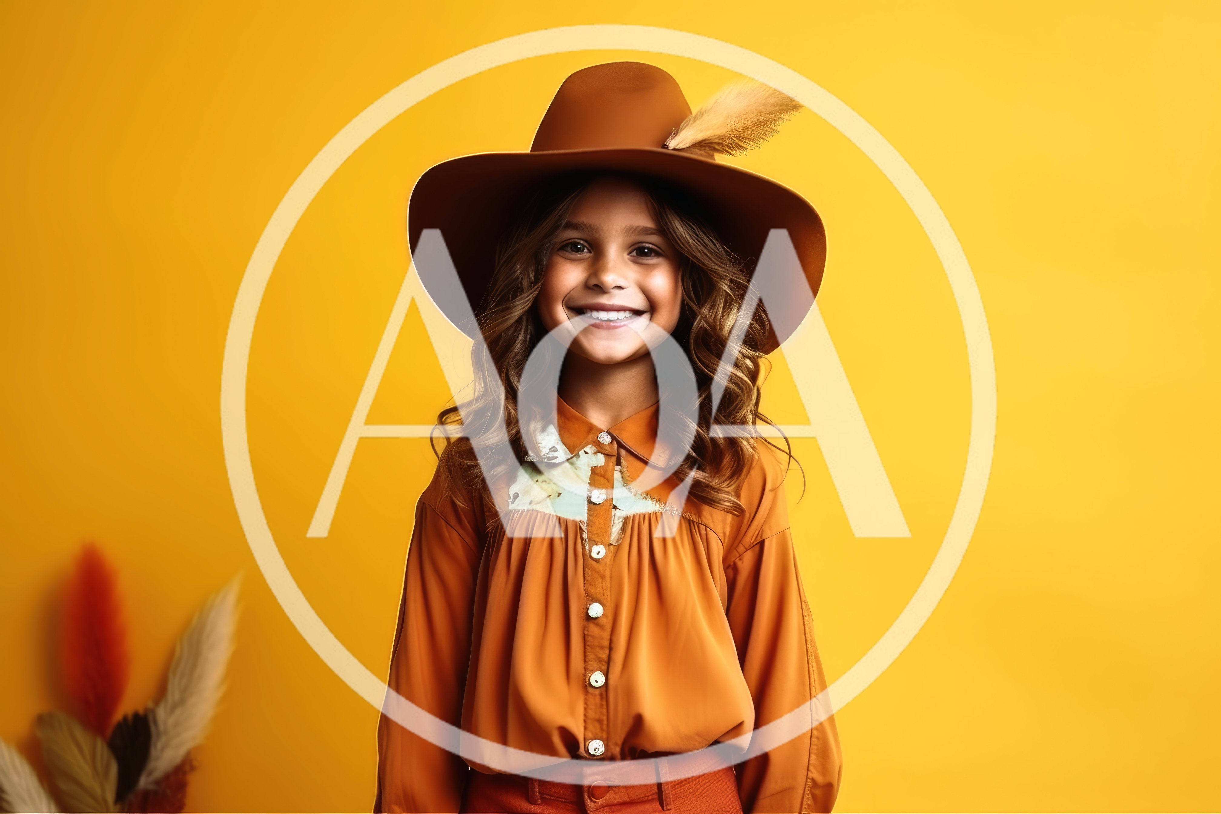 Smiling Young Girl Wearing A Brown Cowboy Hat