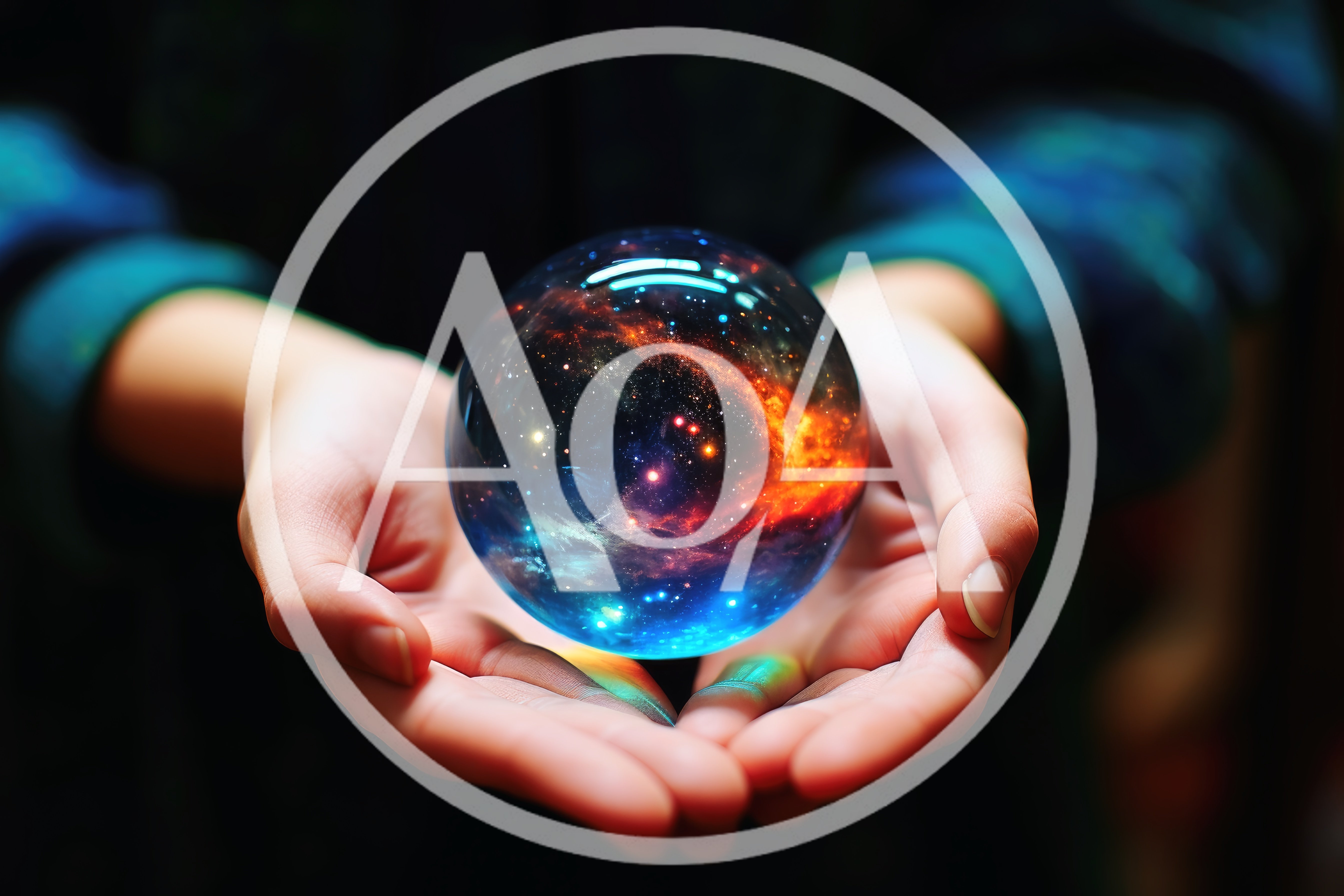 Person Holding A Glowing Cosmic Crystal Ball