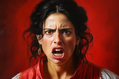 Portrait Of An Angry Woman Screaming
