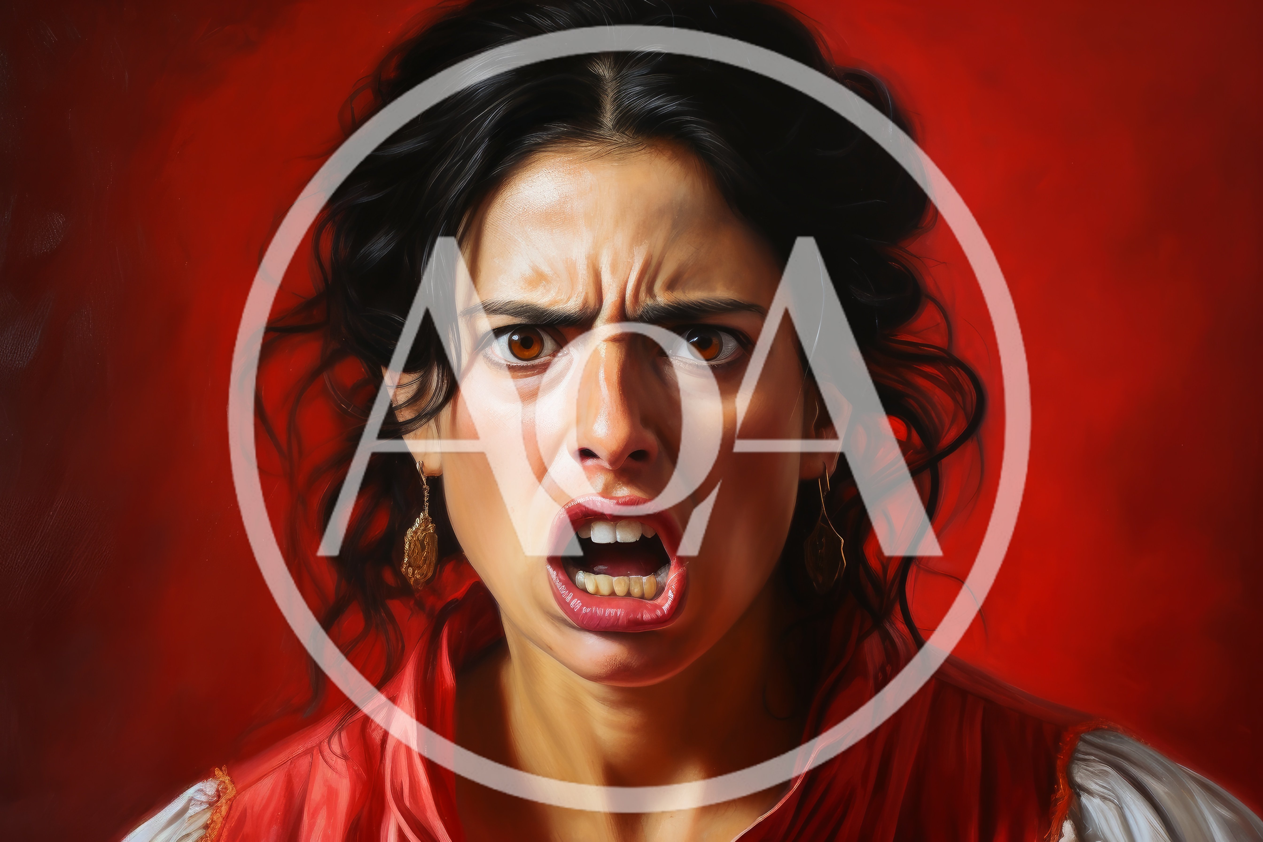 Portrait Of An Angry Woman Screaming