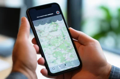 Person Holding Smartphone Displaying Interactive Digital Map