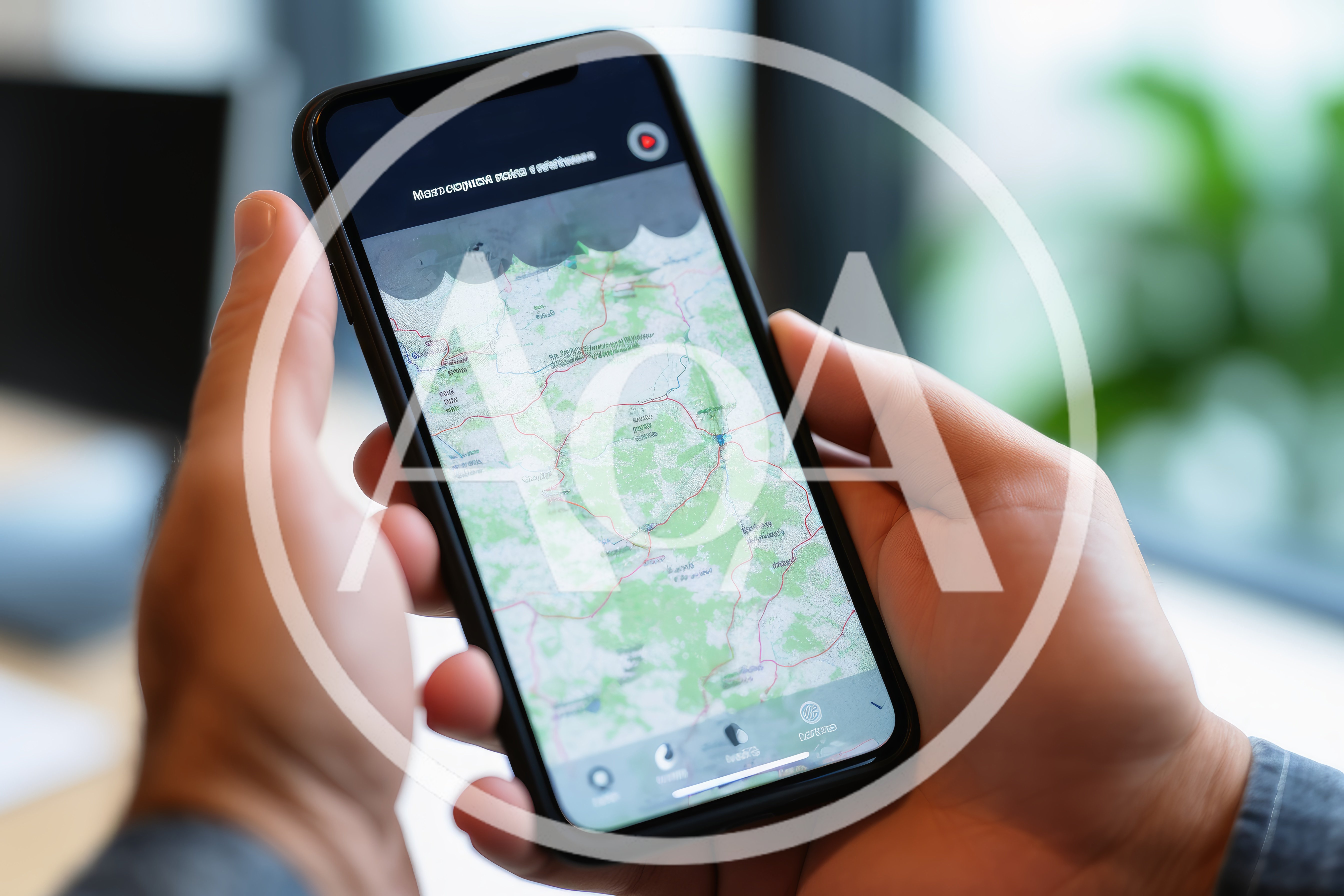 Person Holding Smartphone Displaying Interactive Digital Map