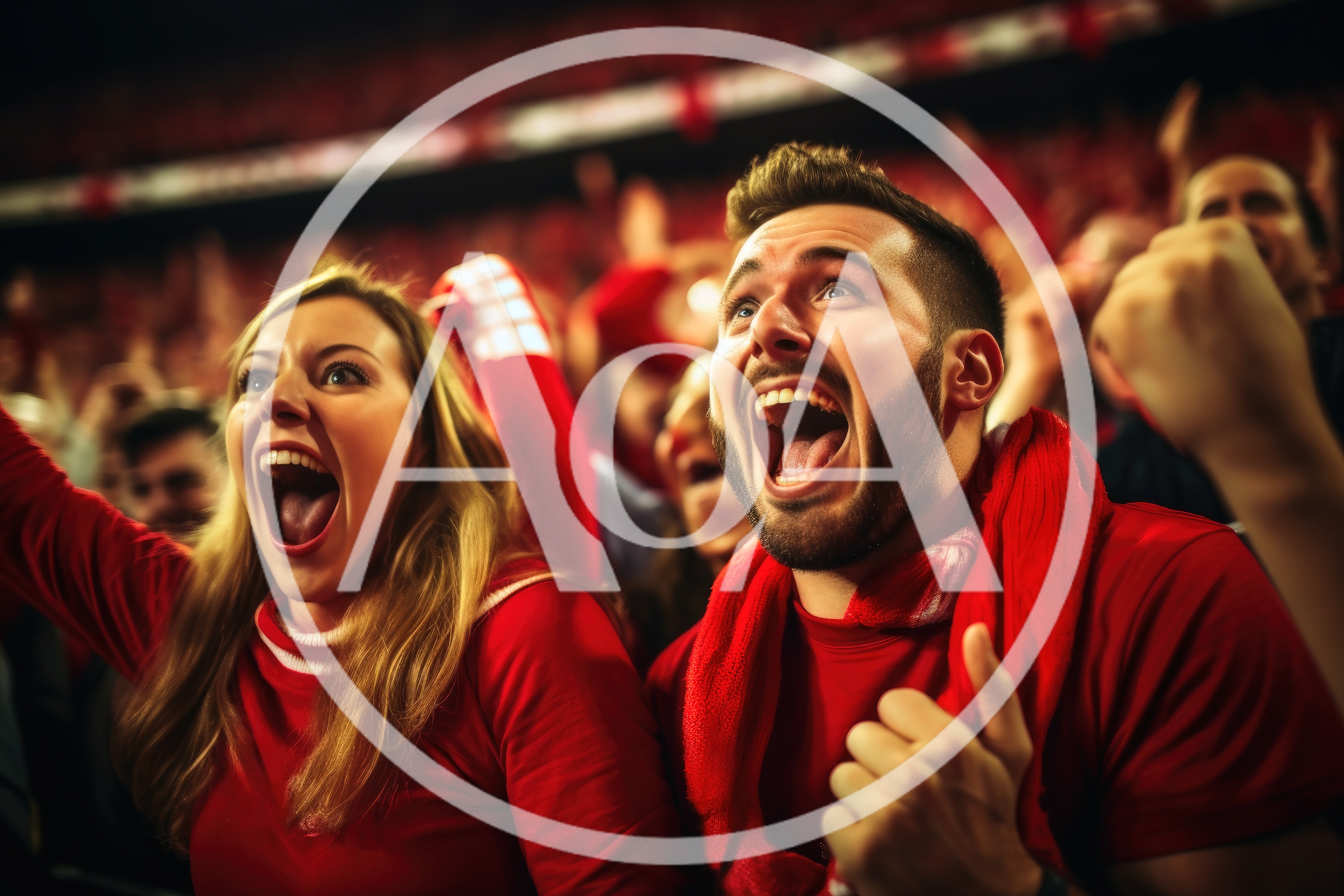 Excited Fans Cheering at a Sports Stadium