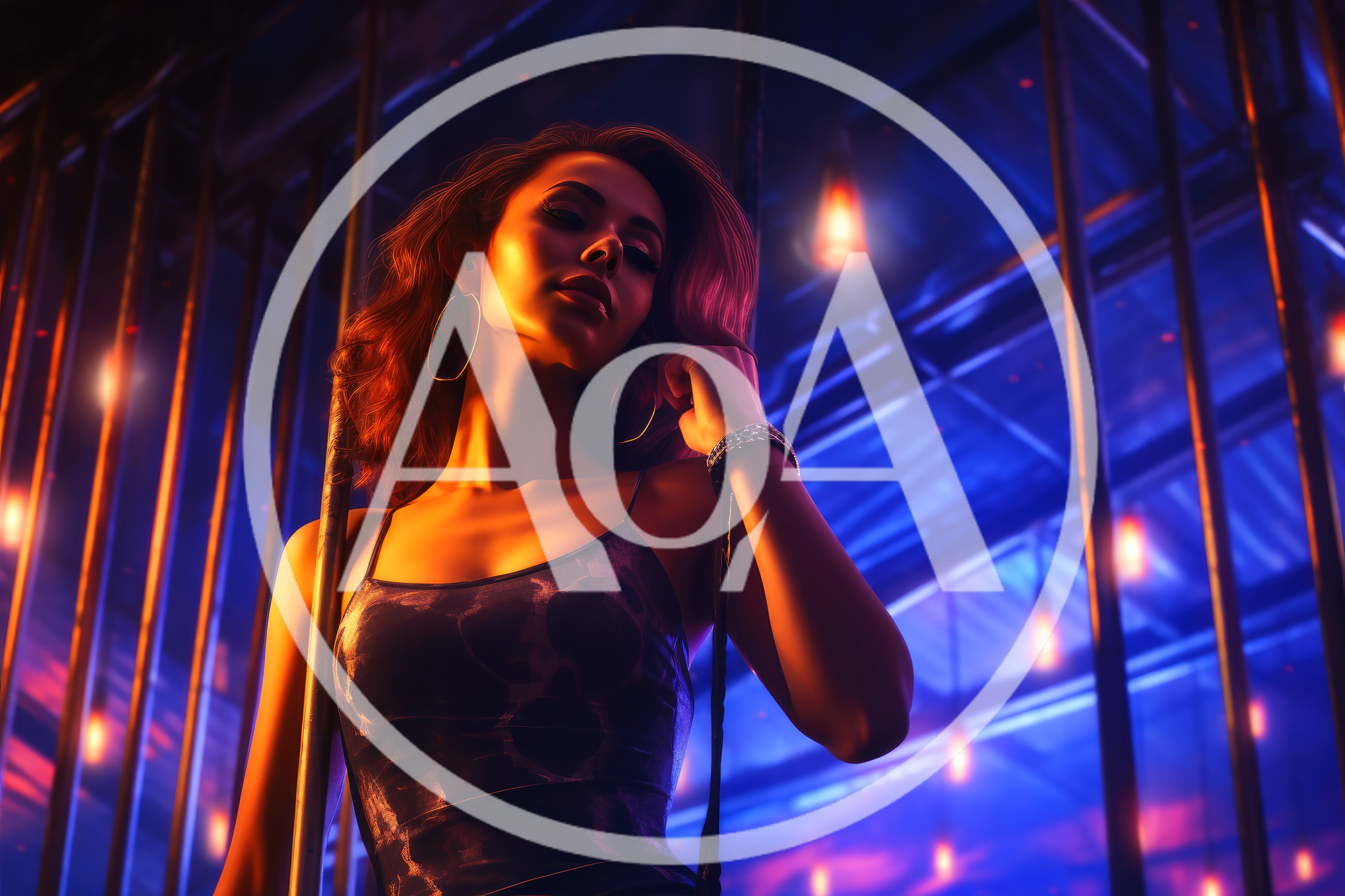 Woman Posing By A Pole In A Nightclub