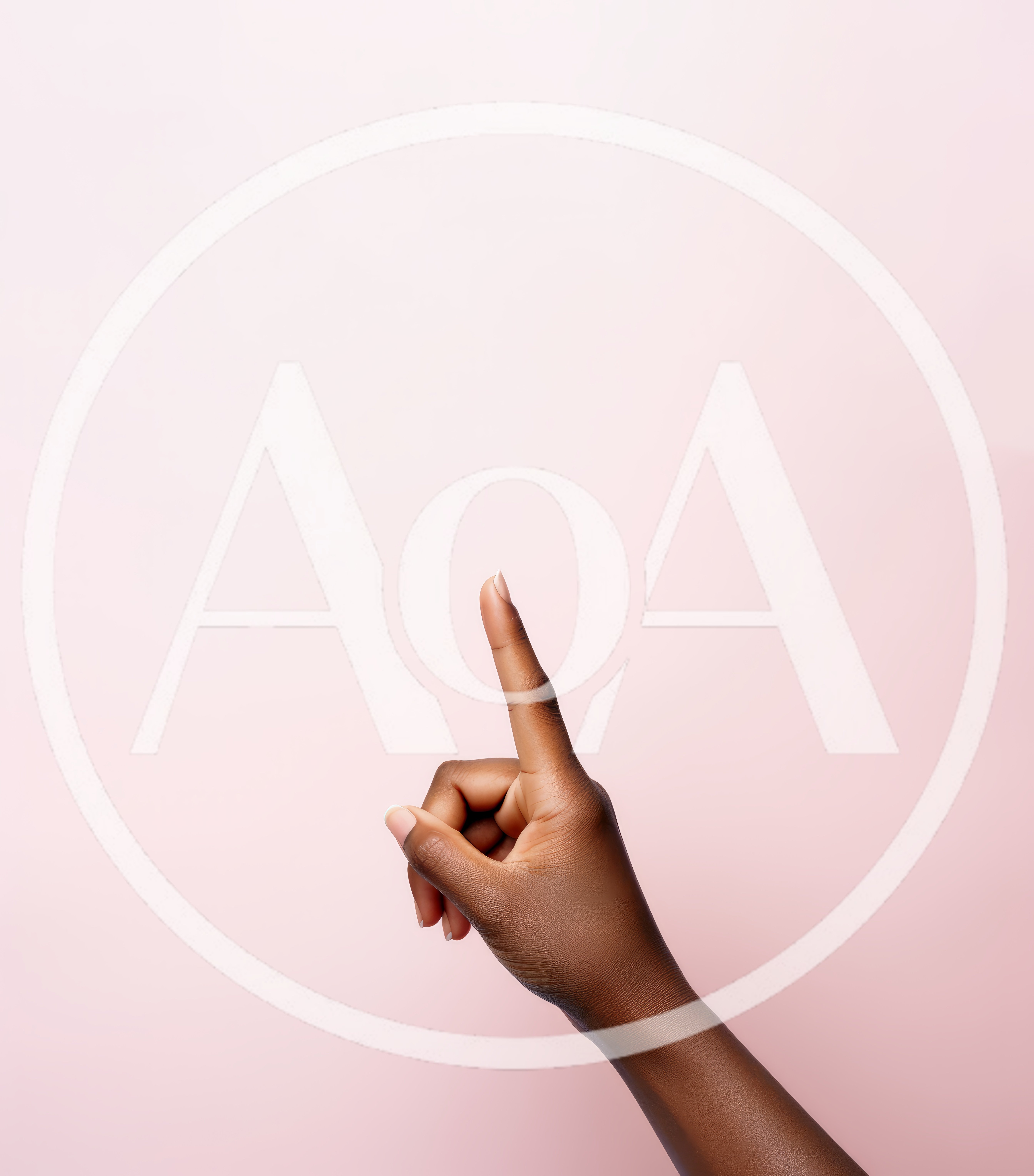 Dark Skinned Hand Pointing Upward Against Pink Background