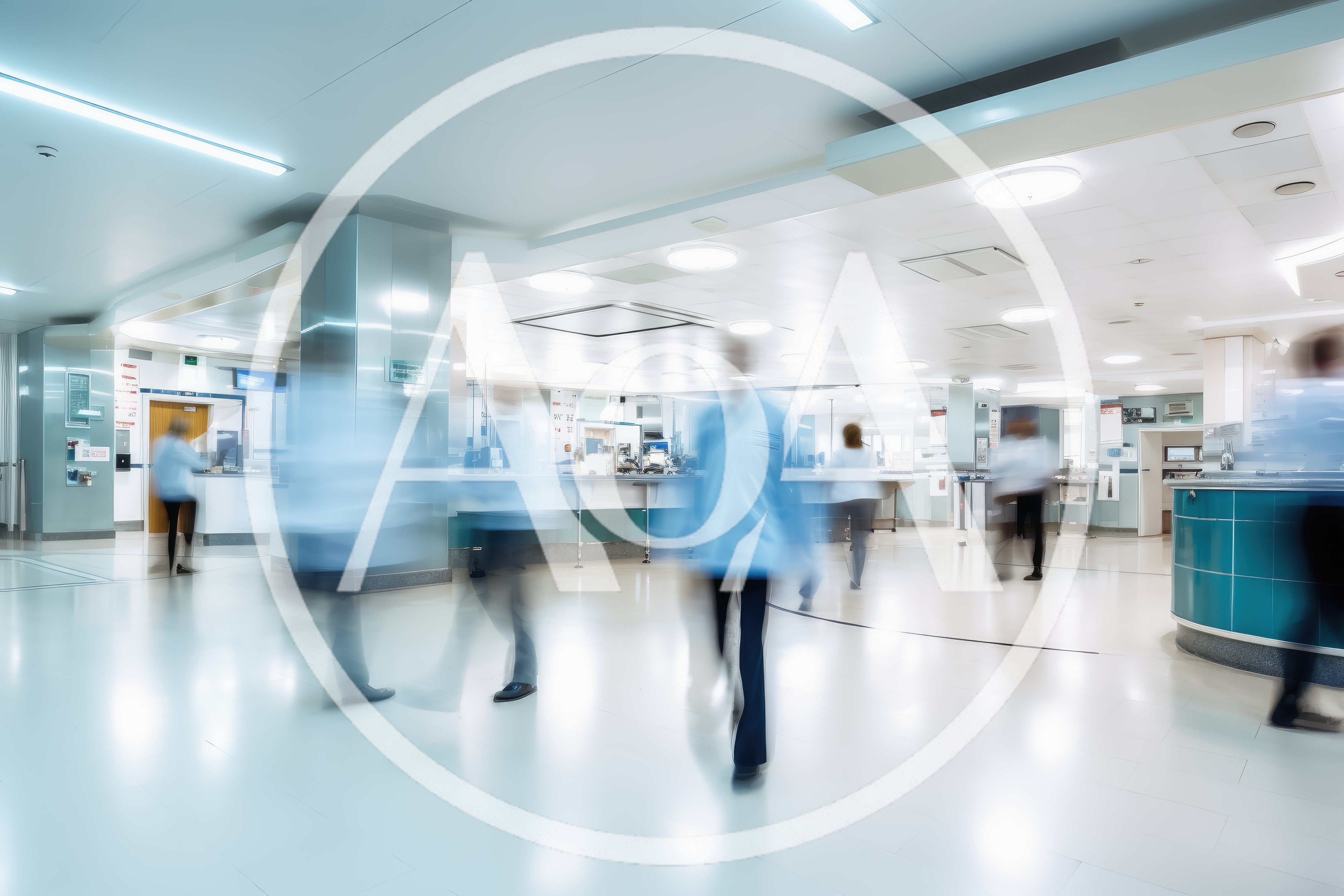 Medical Staff Walking Through Busy Hospital Corridor